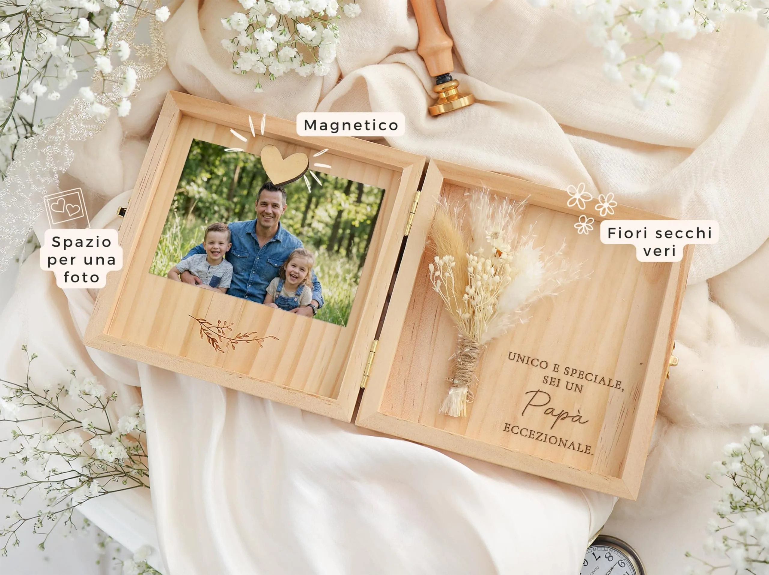 Joli Coon Cofanetto regalo papà in legno, 14 x 14 x 3 cm - immagine 2