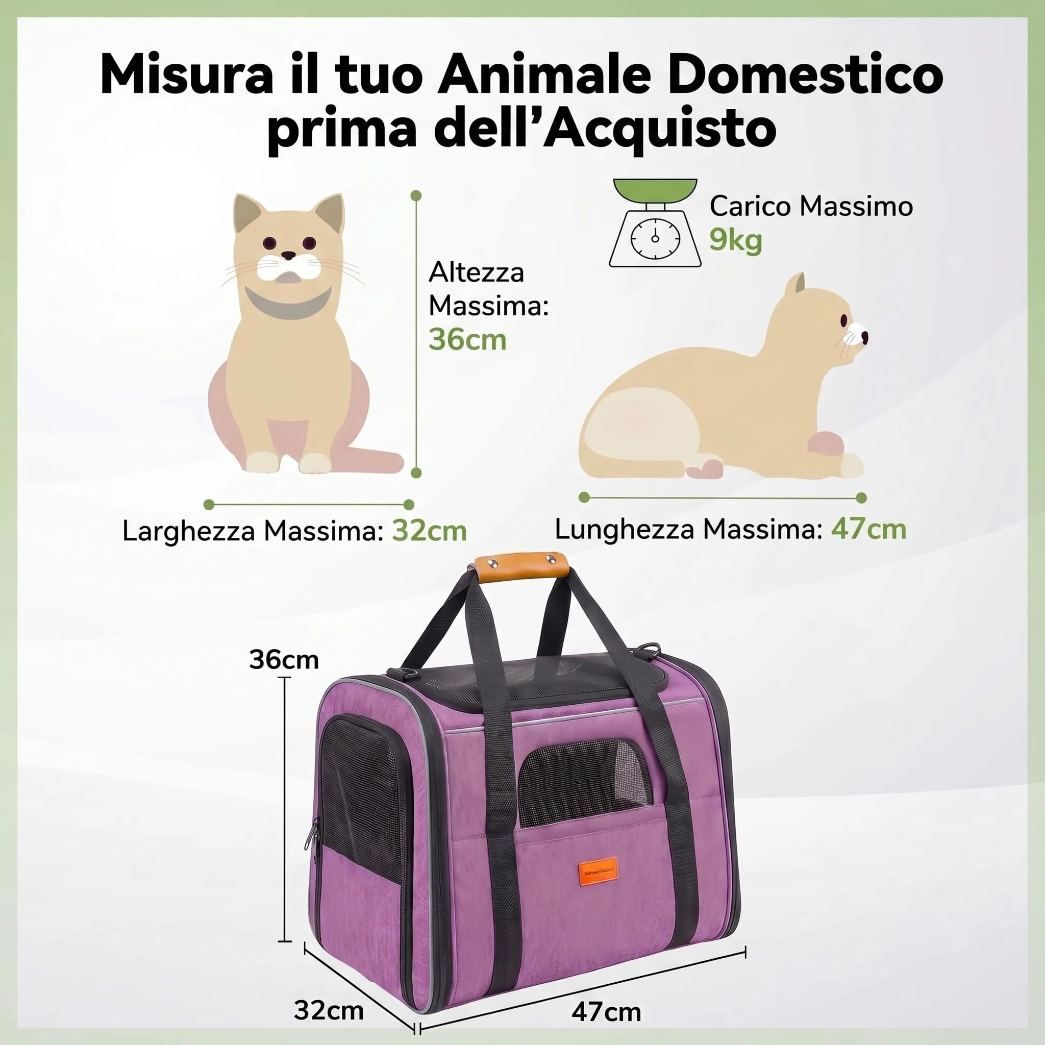 Morpilot Trasportino per Gatti e Cani fino a 9 kg, Pieghevole, 47x32x36cm, Viola - immagine 3