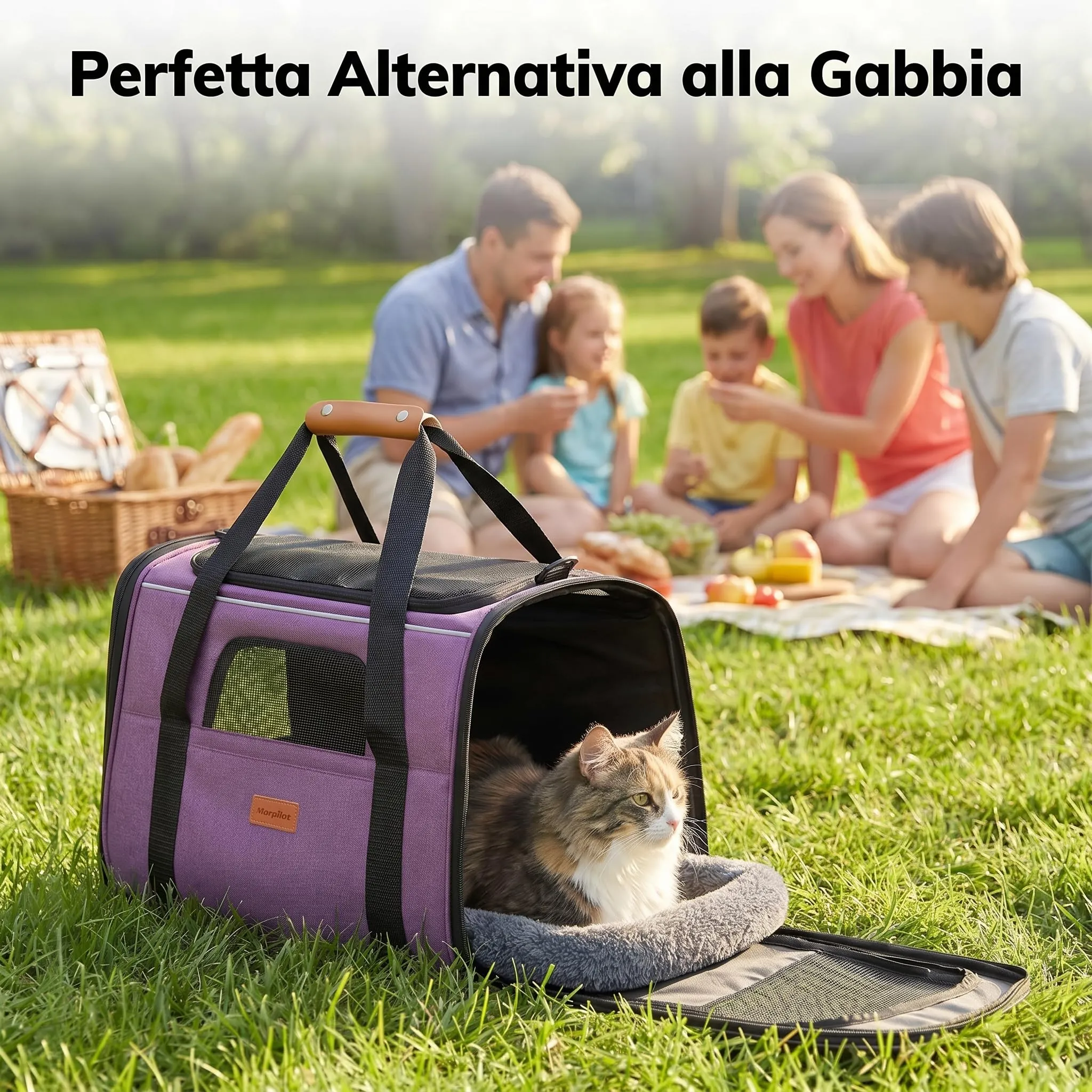 Morpilot Trasportino per Gatti e Cani fino a 9 kg, Pieghevole, 47x32x36cm, Viola - immagine 9