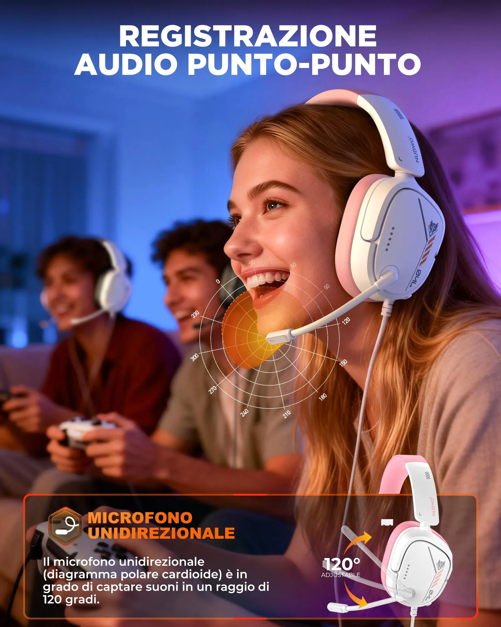 NUBWO HG04L Cuffie Gaming per PS5, PS4, Xbox Series X|S, Xbox One, Switch - immagine 3