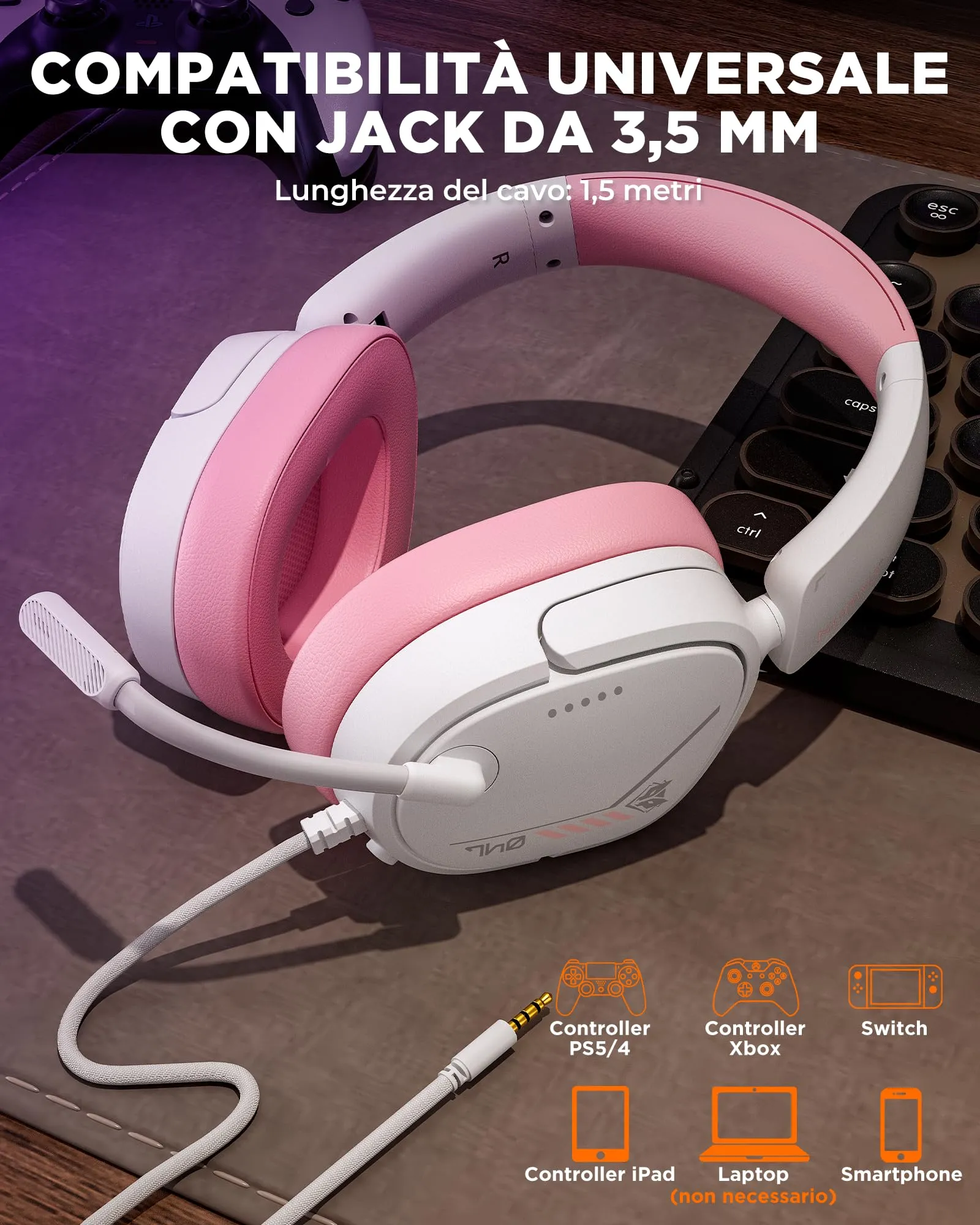 NUBWO HG04L Cuffie Gaming per PS5, PS4, Xbox Series X|S, Xbox One, Switch - immagine 7
