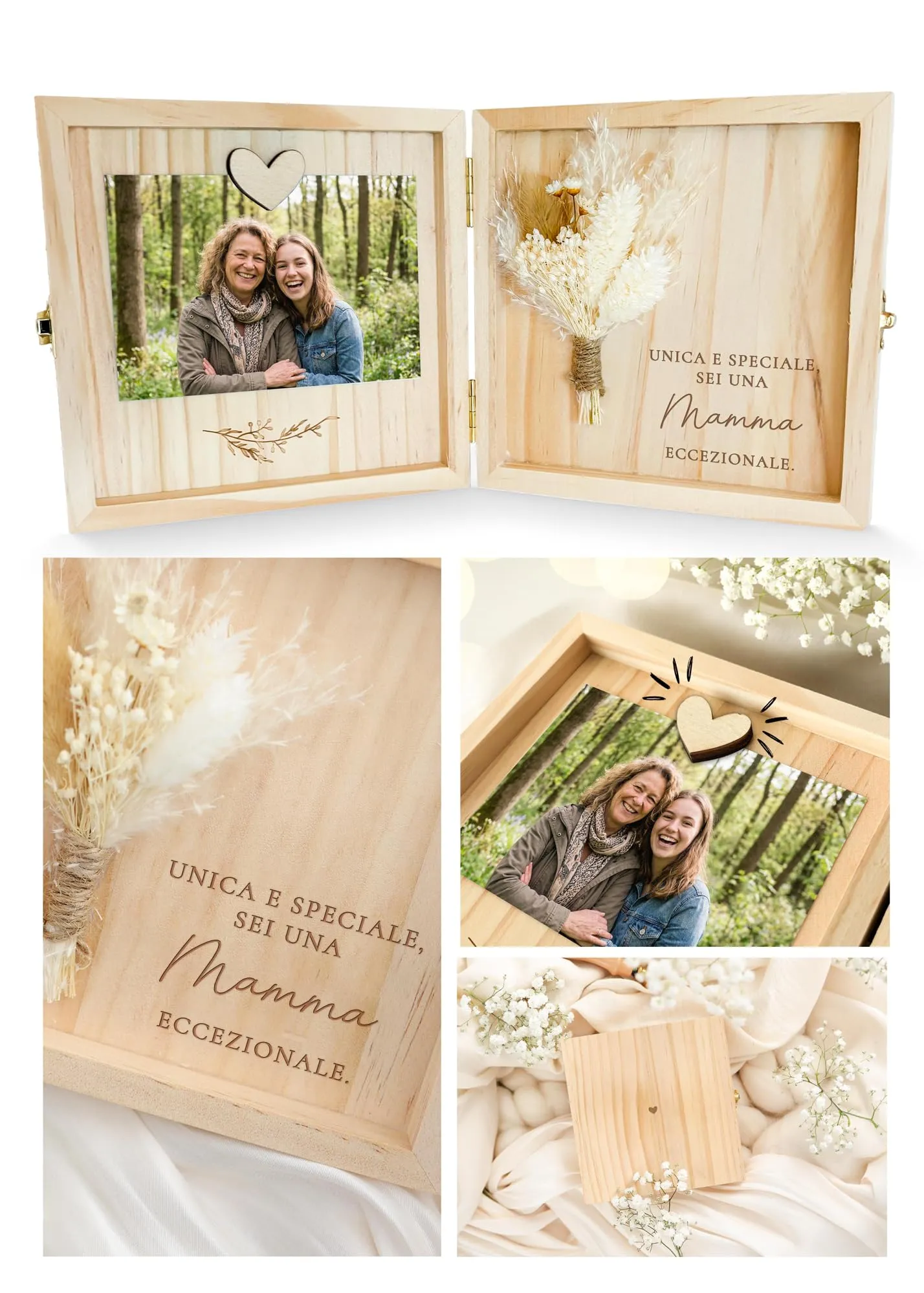 Joli Coon Cofanetto Regalo Mamma in Legno, 14 x 14 x 3 cm - immagine 1