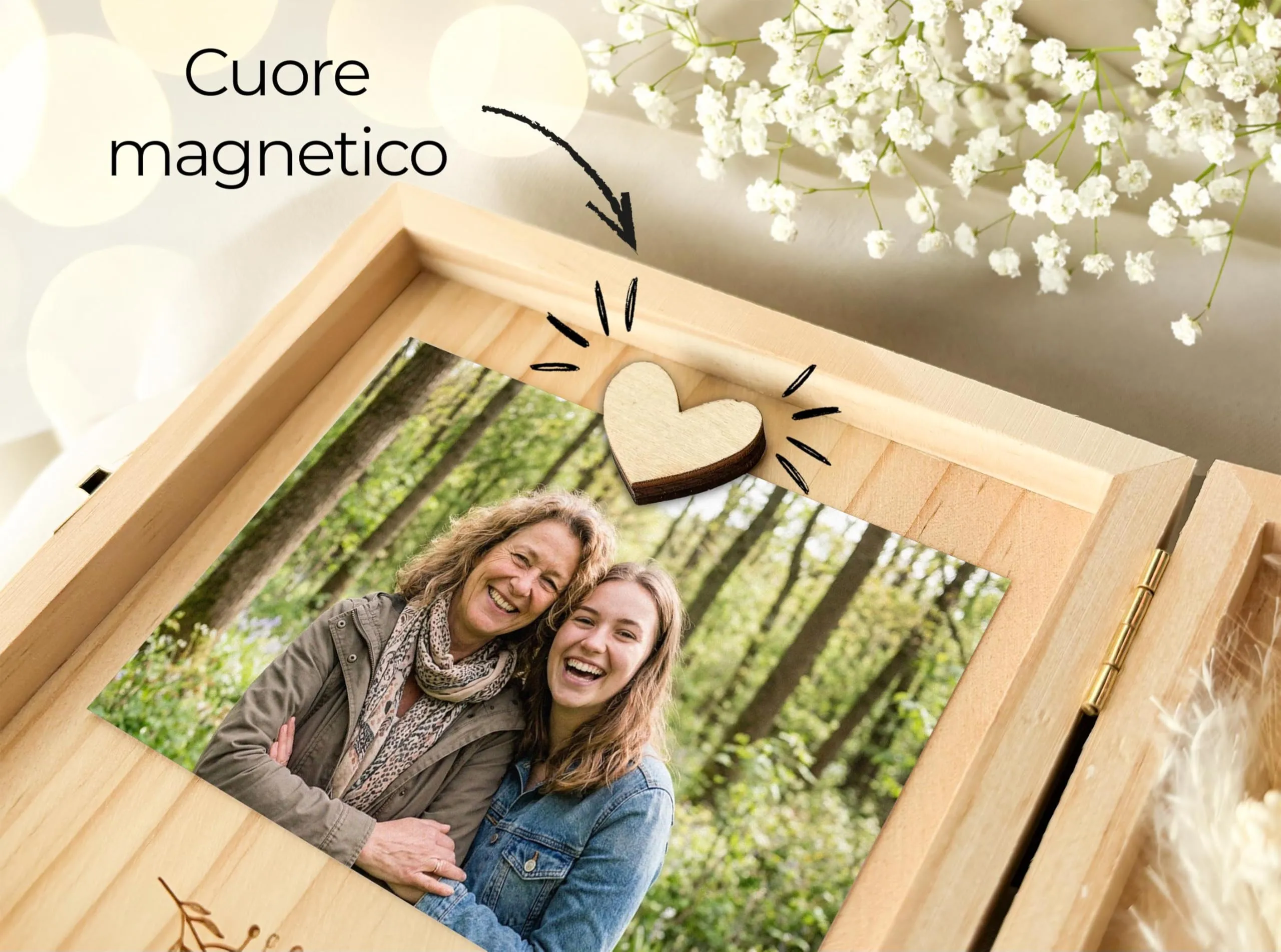 Joli Coon Cofanetto Regalo Mamma in Legno, 14 x 14 x 3 cm - immagine 6