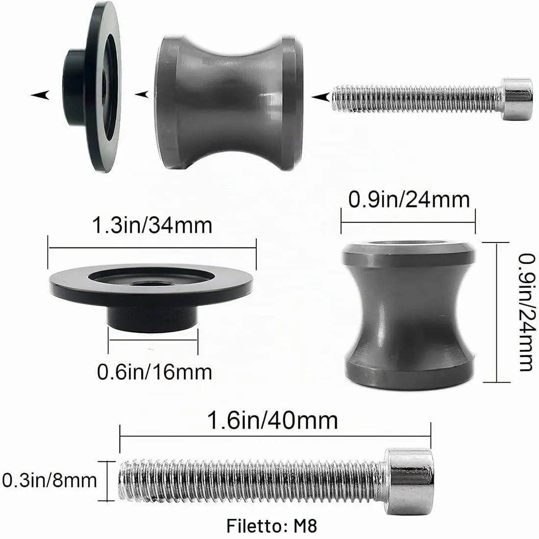 GWEOR Nottolini Cavalletto Moto M8, Supporti Forcellone Posteriore Universali, 2 Pezzi - immagine 2