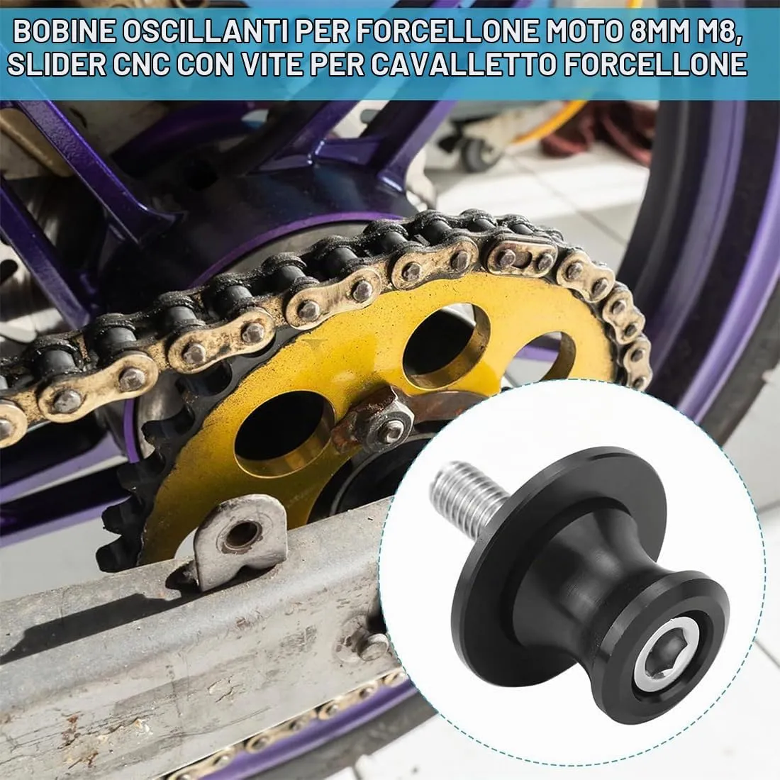 GWEOR Nottolini Cavalletto Moto M8, Supporti Forcellone Posteriore Universali, 2 Pezzi - immagine 4