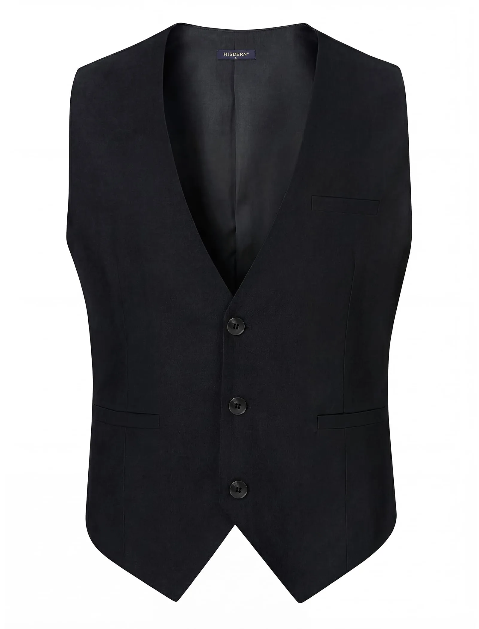 HISDERN Gilet da uomo in cotone e lino, Nero, L - immagine 7