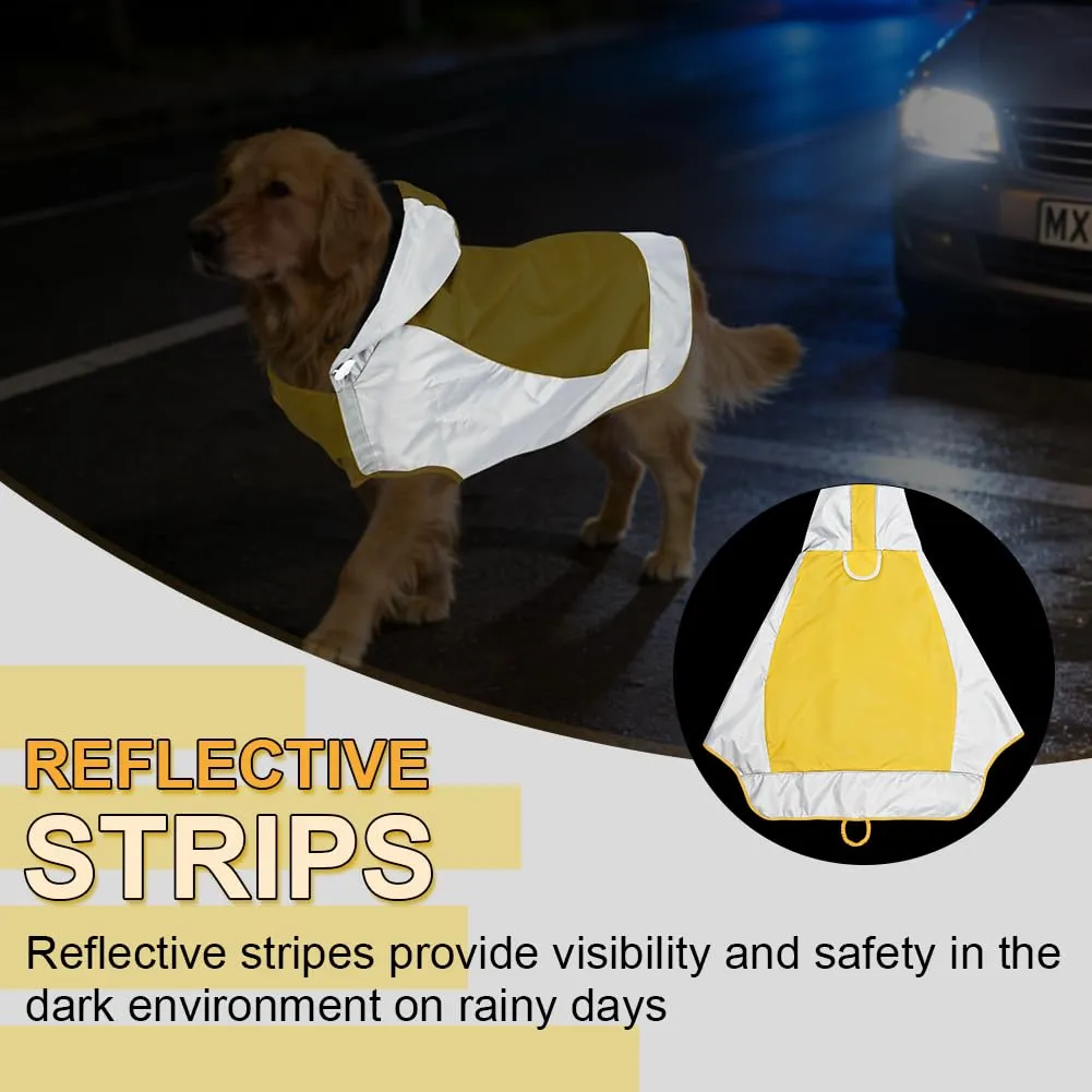 AOOWU Impermeabile per Cane con Cappuccio e Dettagli Riflettenti, Giallo, Taglia L - immagine 4