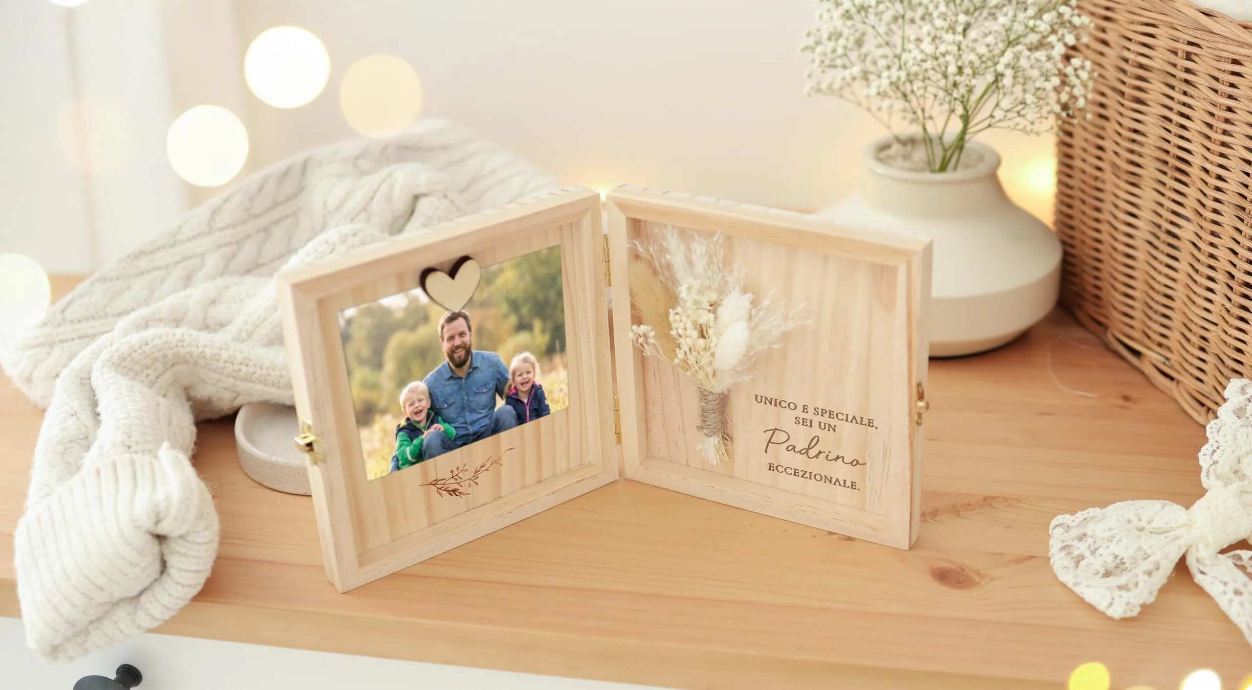 Joli Coon Cofanetto Regalo Padrino in Legno, 14 x 14 x 3 cm - immagine 5