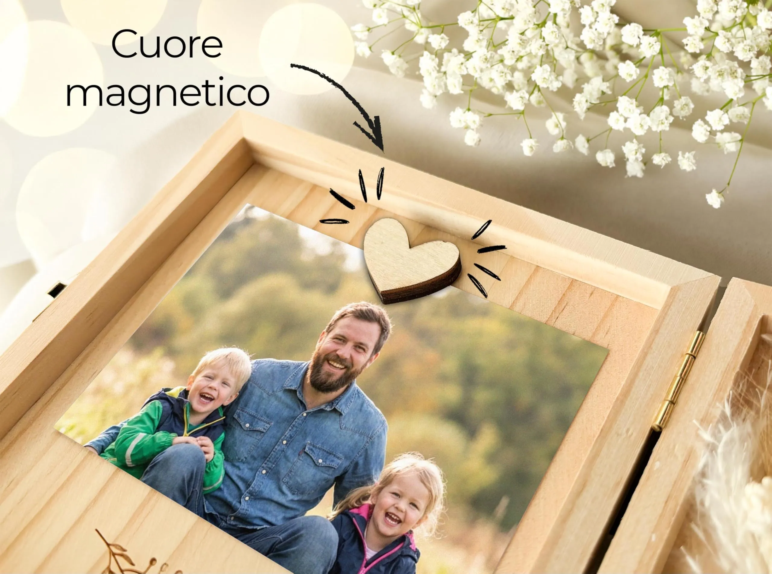 Joli Coon Cofanetto Regalo Padrino in Legno, 14 x 14 x 3 cm - immagine 6