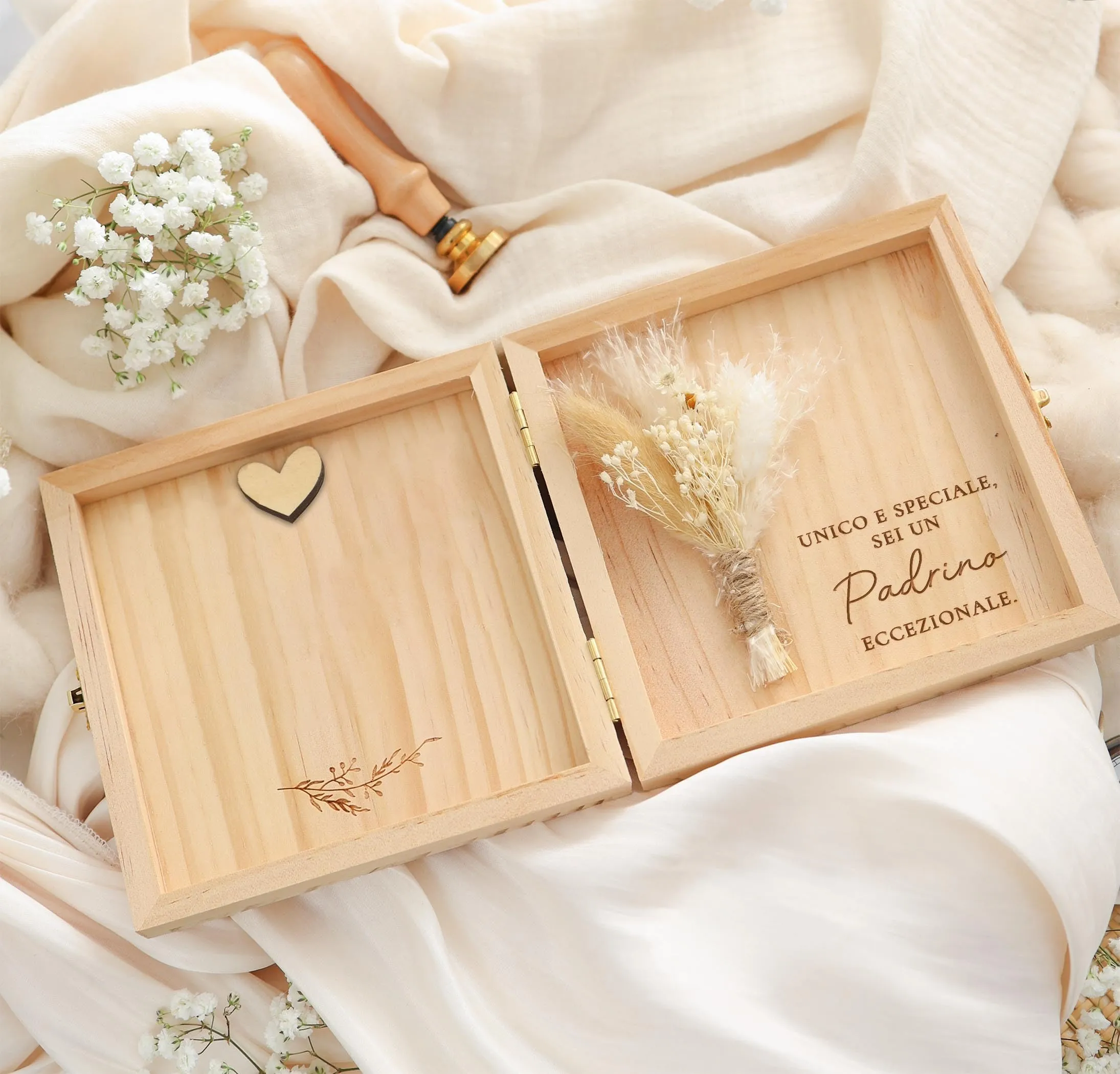 Joli Coon Cofanetto Regalo Padrino in Legno, 14 x 14 x 3 cm - immagine 8