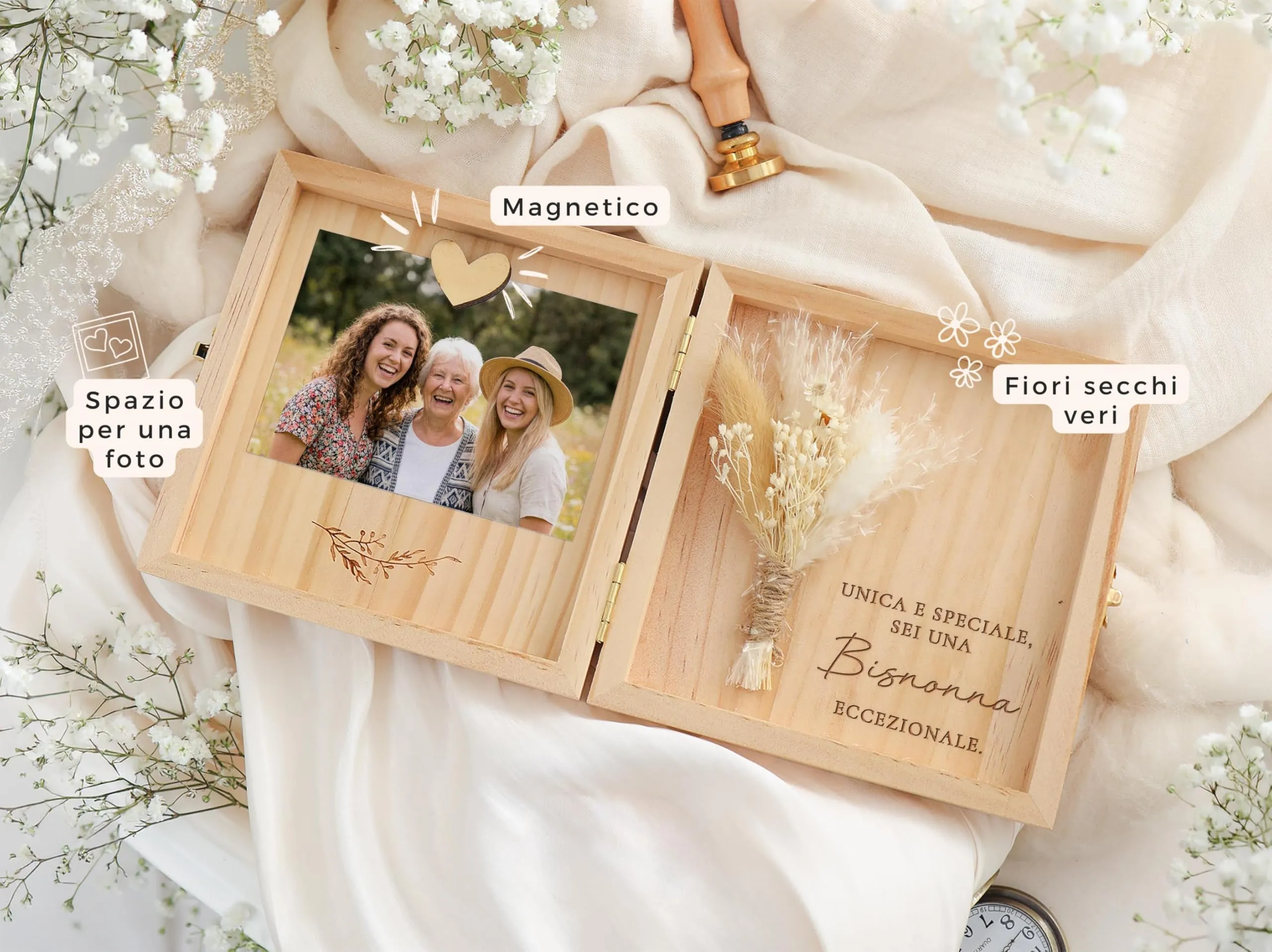 Joli Coon Cofanetto regalo bisnonna in legno, 14 x 14 x 3 cm - immagine 2