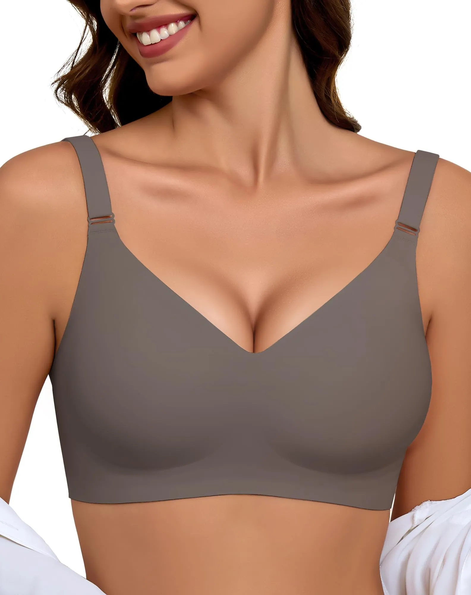 EIISSION Reggiseno Donna Senza Ferretto Seamless a Coppa Intera, Marrone, XXL - immagine 1