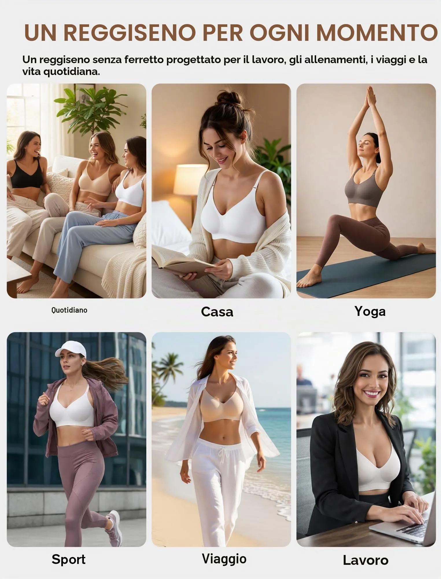 EIISSION Reggiseno Donna Senza Ferretto Seamless a Coppa Intera, Bianco, S - immagine 7