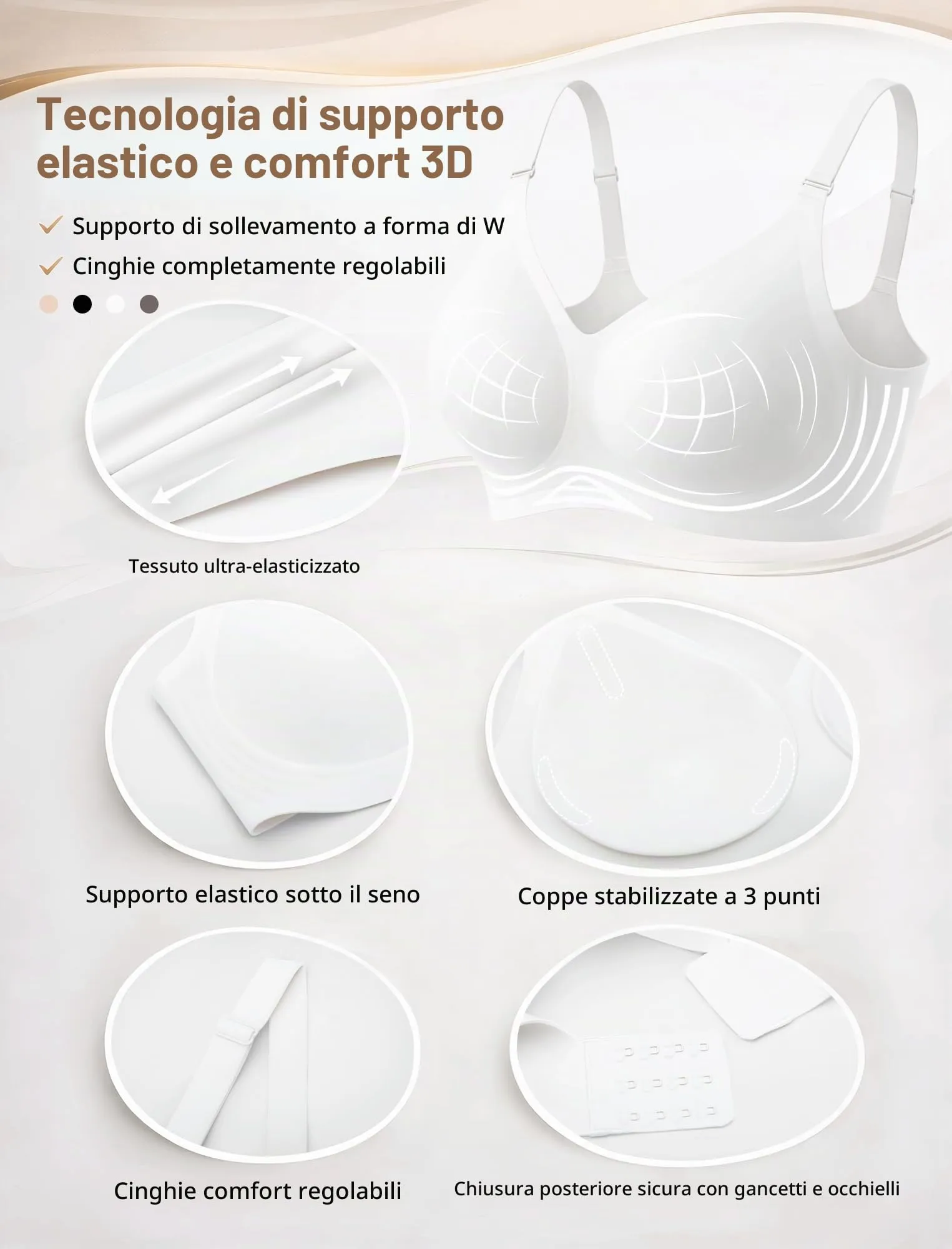 EIISSION Reggiseno Donna Senza Ferretto Seamless Confort Classico Bianco 4XL - immagine 5