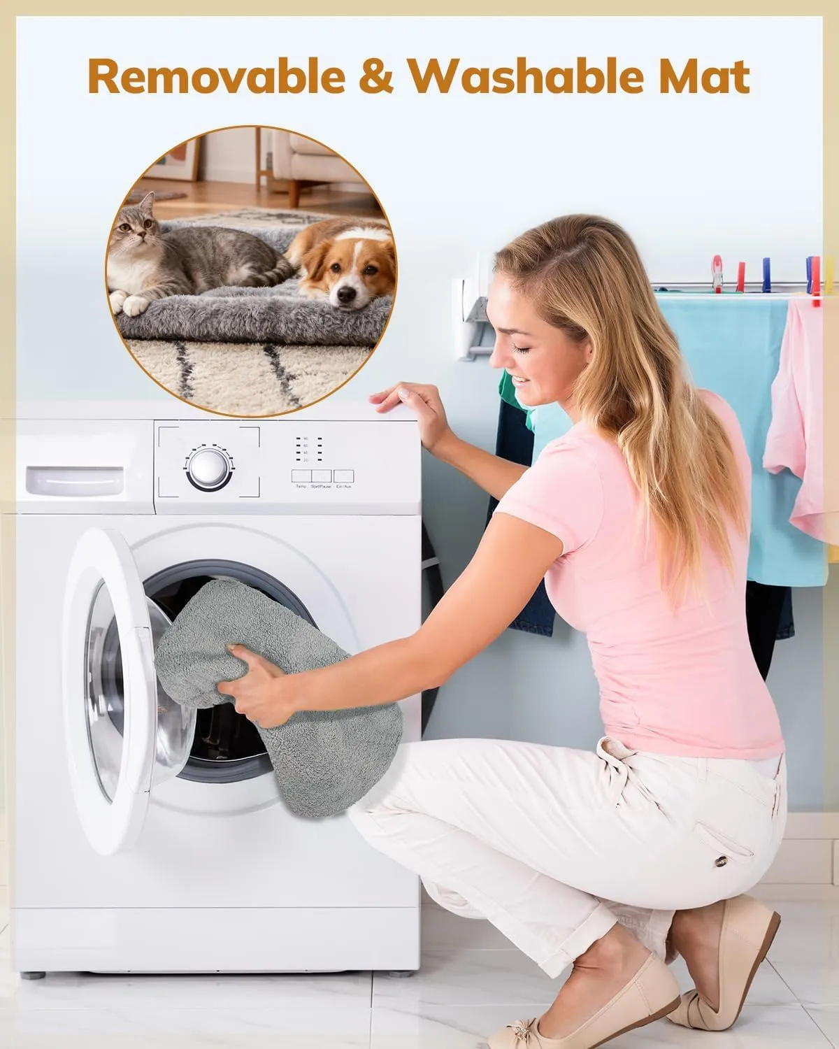 Morpilot Trasportino per gatti e cani, pieghevole, 47x32x36 cm, Beige - immagine 7