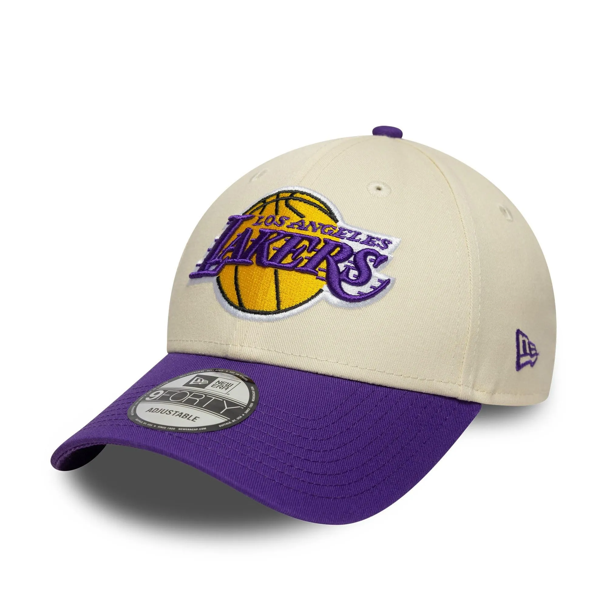 New Era Los Angeles Lakers NBA 9Forty Colour Block Cap - Beige/Purple - immagine 1