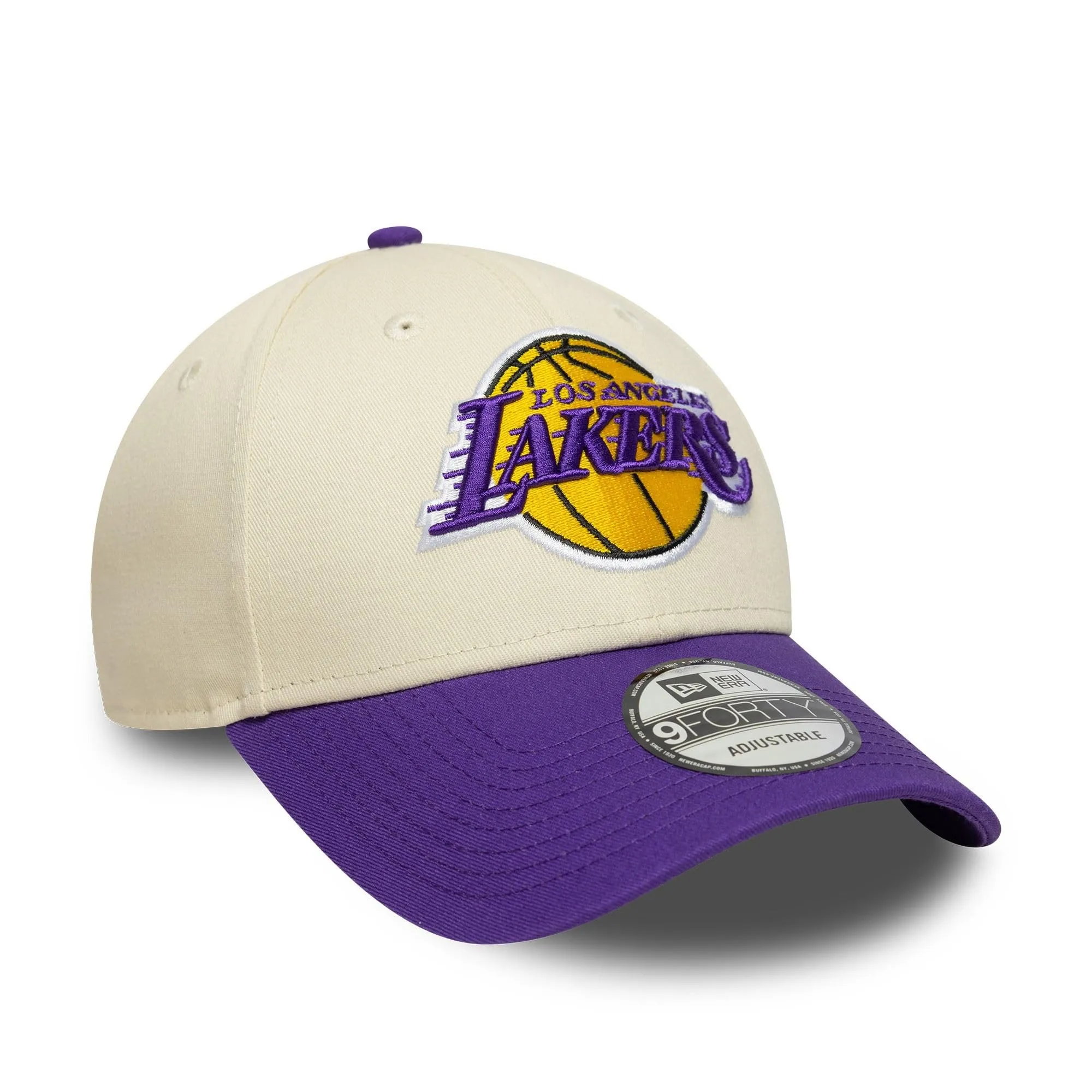 New Era Los Angeles Lakers NBA 9Forty Colour Block Cap - Beige/Purple - immagine 3