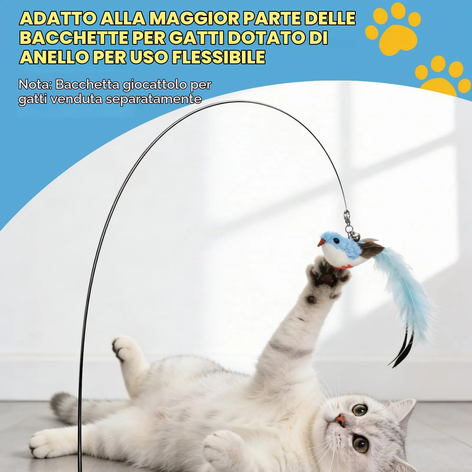 AiQInu Giochi per Gatti, Set di 4 Ricambi Interattivi con Piume e Peluche - immagine 3