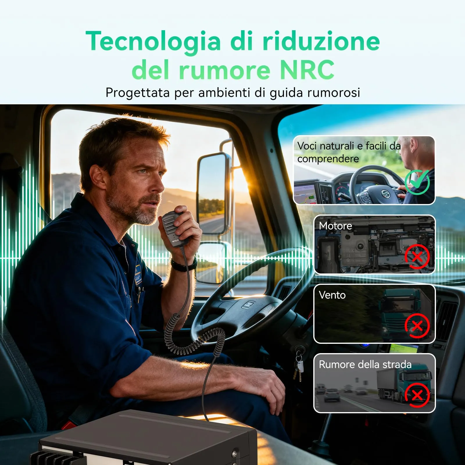Retevis MB63B Radio CB Portatile AM/FM con NRC, Display LCD Colori, VOX, 40 Canali, 12V/24V, Nero - immagine 3