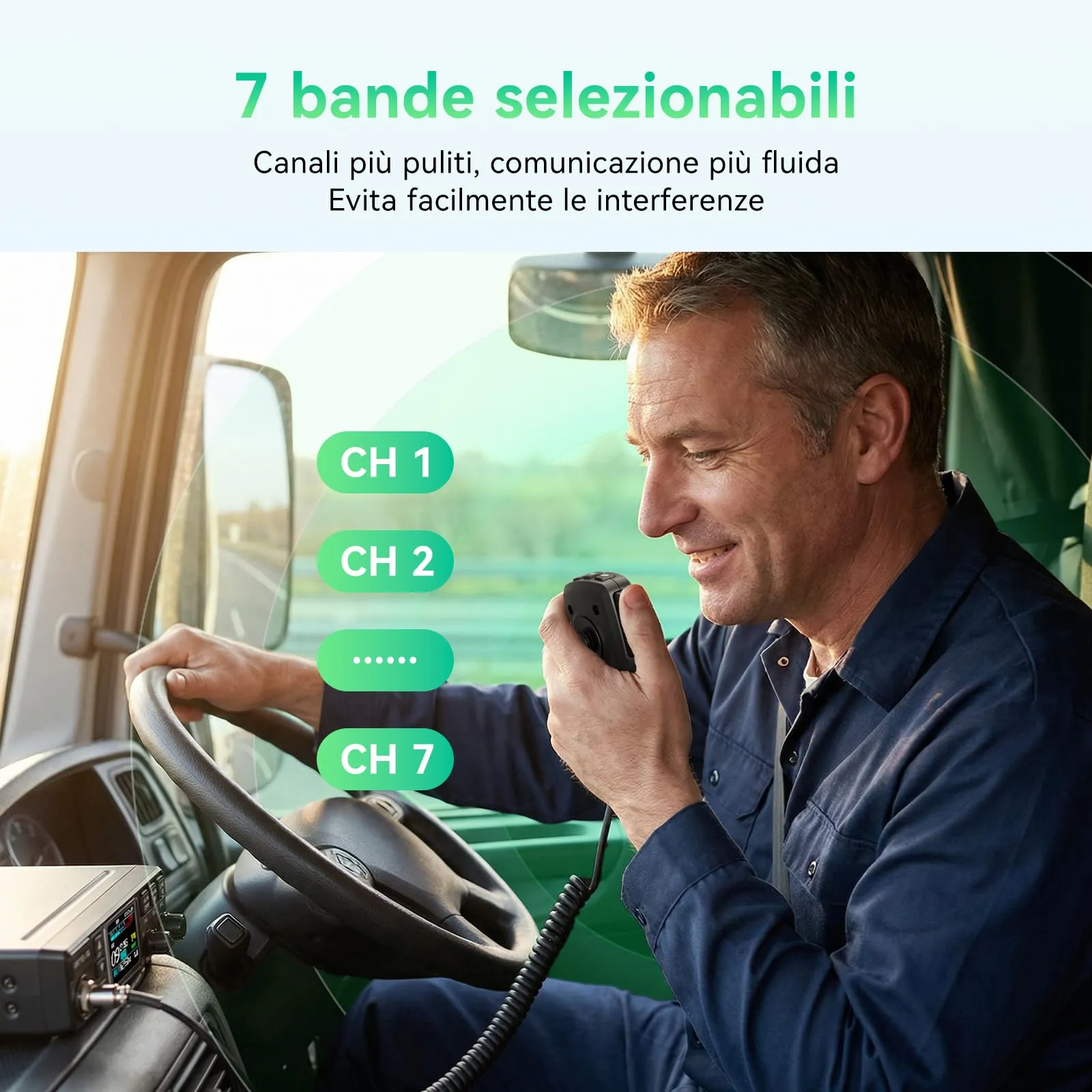 Retevis MB63B Radio CB Portatile AM/FM con NRC, Display LCD Colori, VOX, 40 Canali, 12V/24V, Nero - immagine 6
