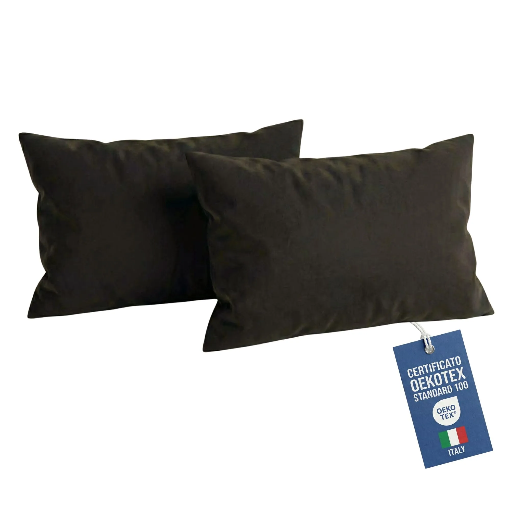 NARCISO Federe Cuscino Letto 50x80 100% Cotone, Antiacaro e Anallergica, Made in Italy, OEKOTEX (Nero) - immagine 1