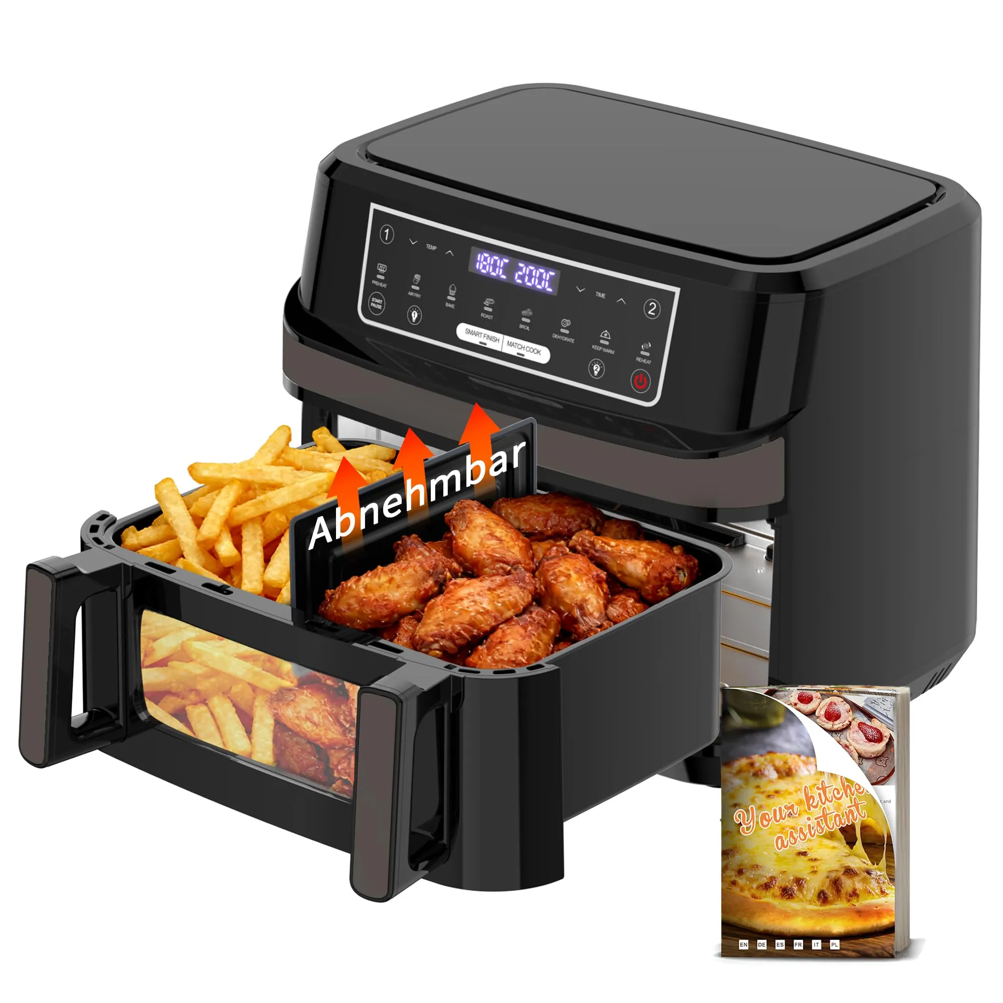 Emphsism Friggitrice ad Aria 12L XXL, 2600W, Doppia Resistenza, Modalità 1 o 2 Zone, Finestra e Luce Interna, 8-in-1 Touch Control - immagine 1