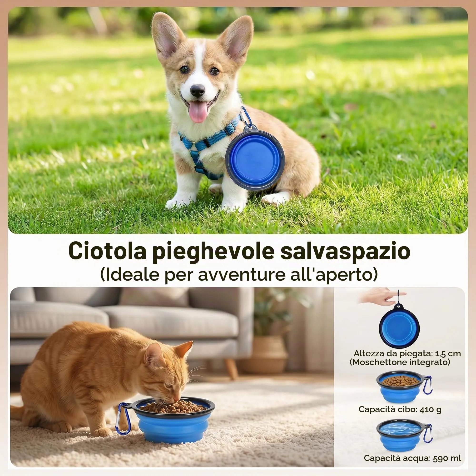 Morpilot Trasportino per Gatti e Cani, Pieghevole, 44x31x34cm, Marrone - immagine 3