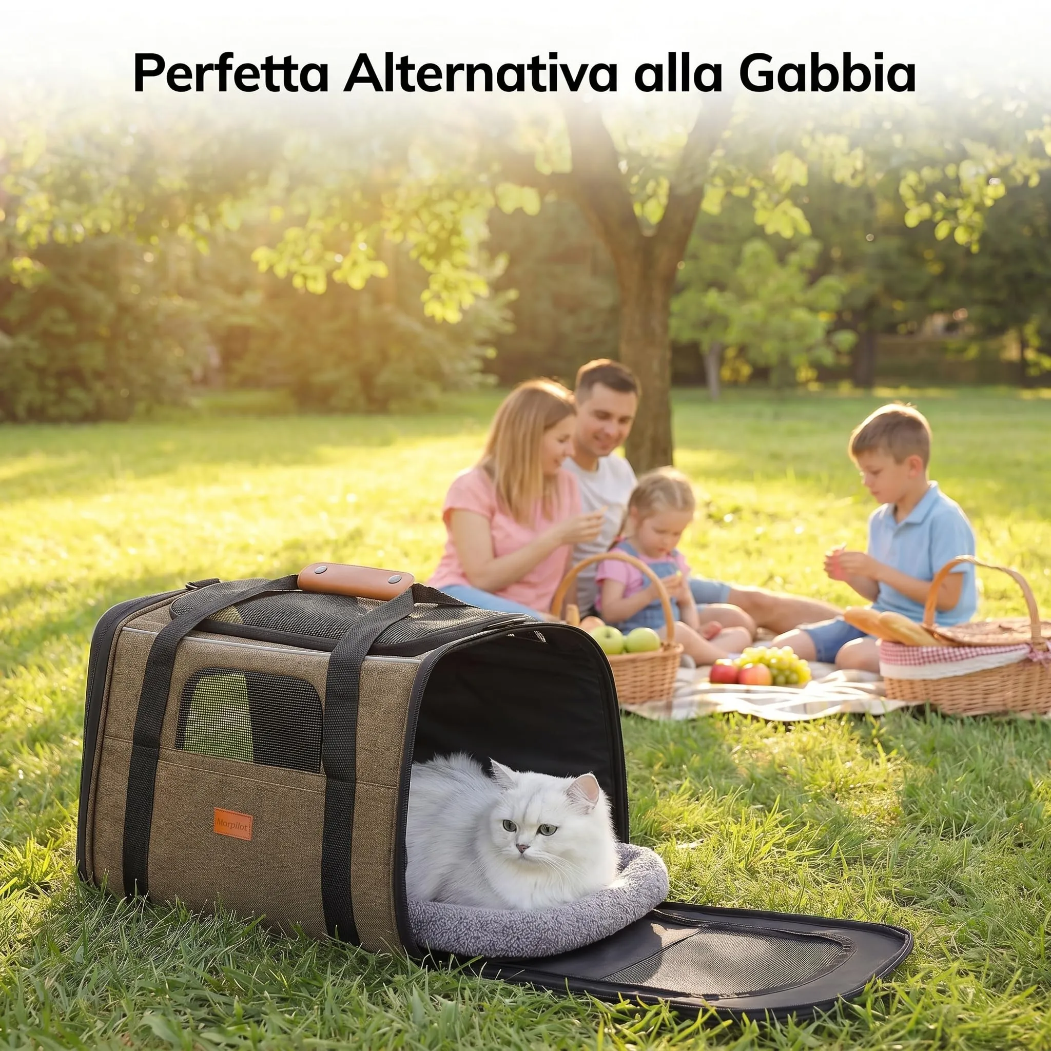 Morpilot Trasportino per Gatti e Cani, Pieghevole, 44x31x34cm, Marrone - immagine 7