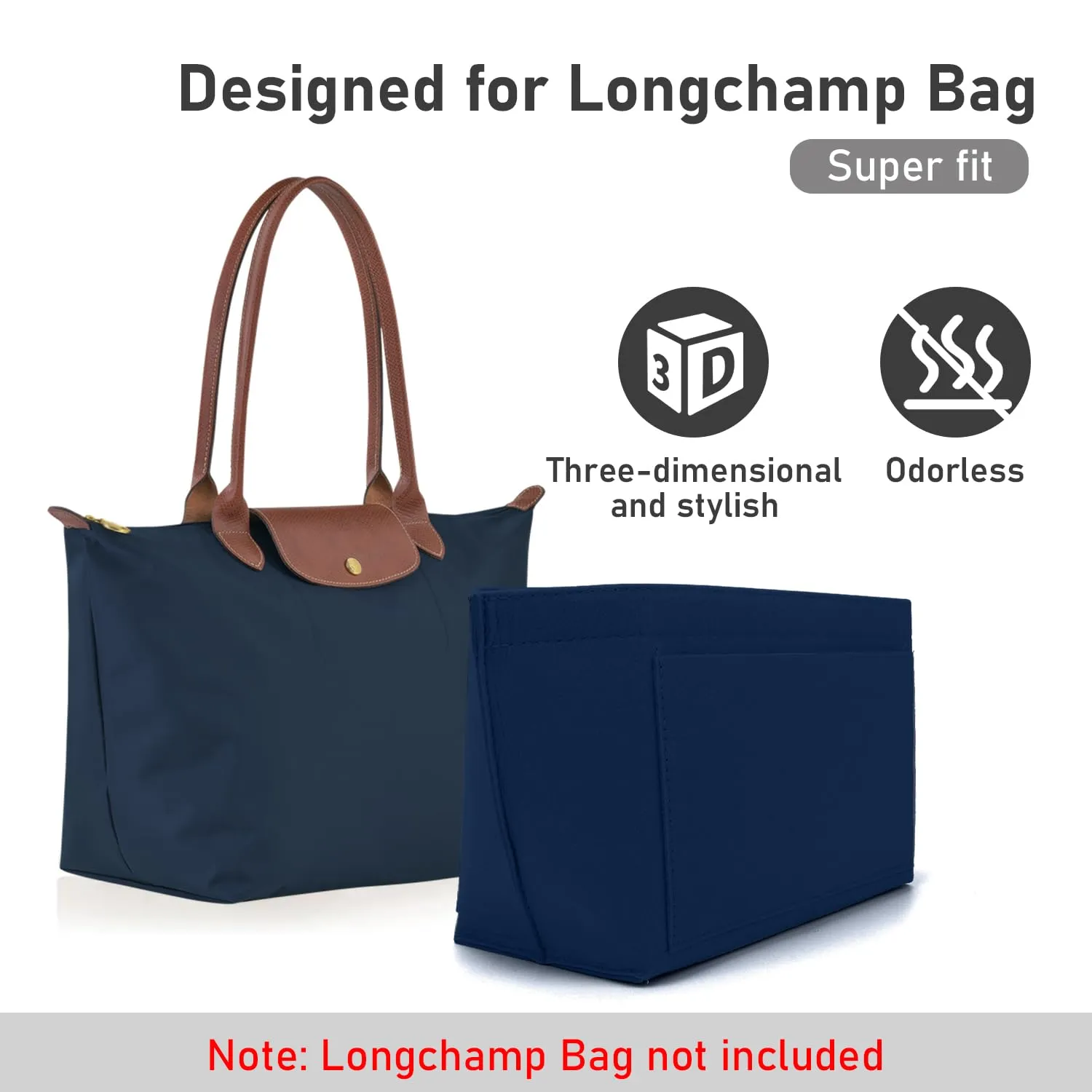 ZOLGINAH Organizer in Feltro per Longchamp Le Pliage, Tasche Multifunzionali, Blu, M - immagine 4