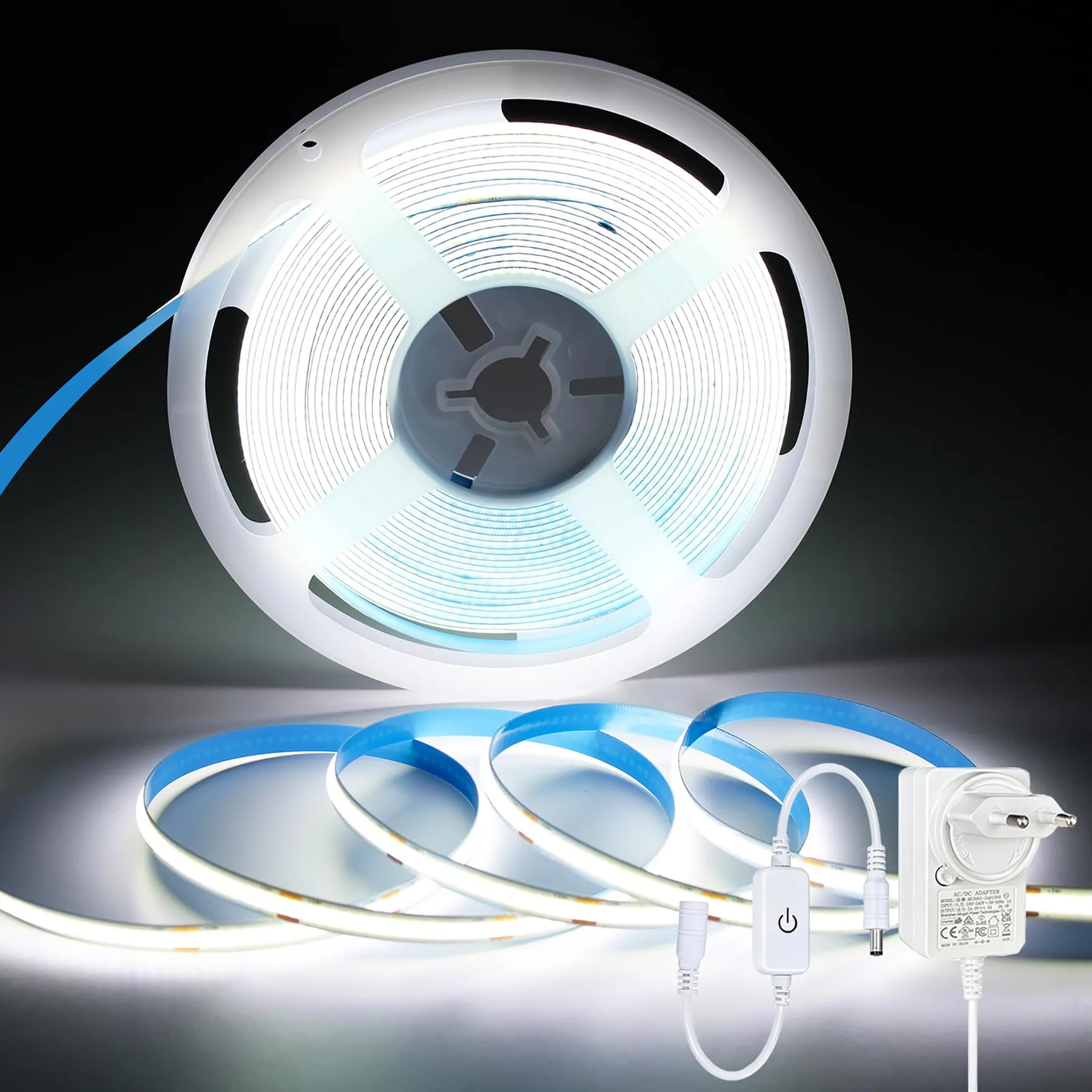 ShineBurky Striscia LED COB 10 Metri 24V Bianco Freddo Flessibile - immagine 1