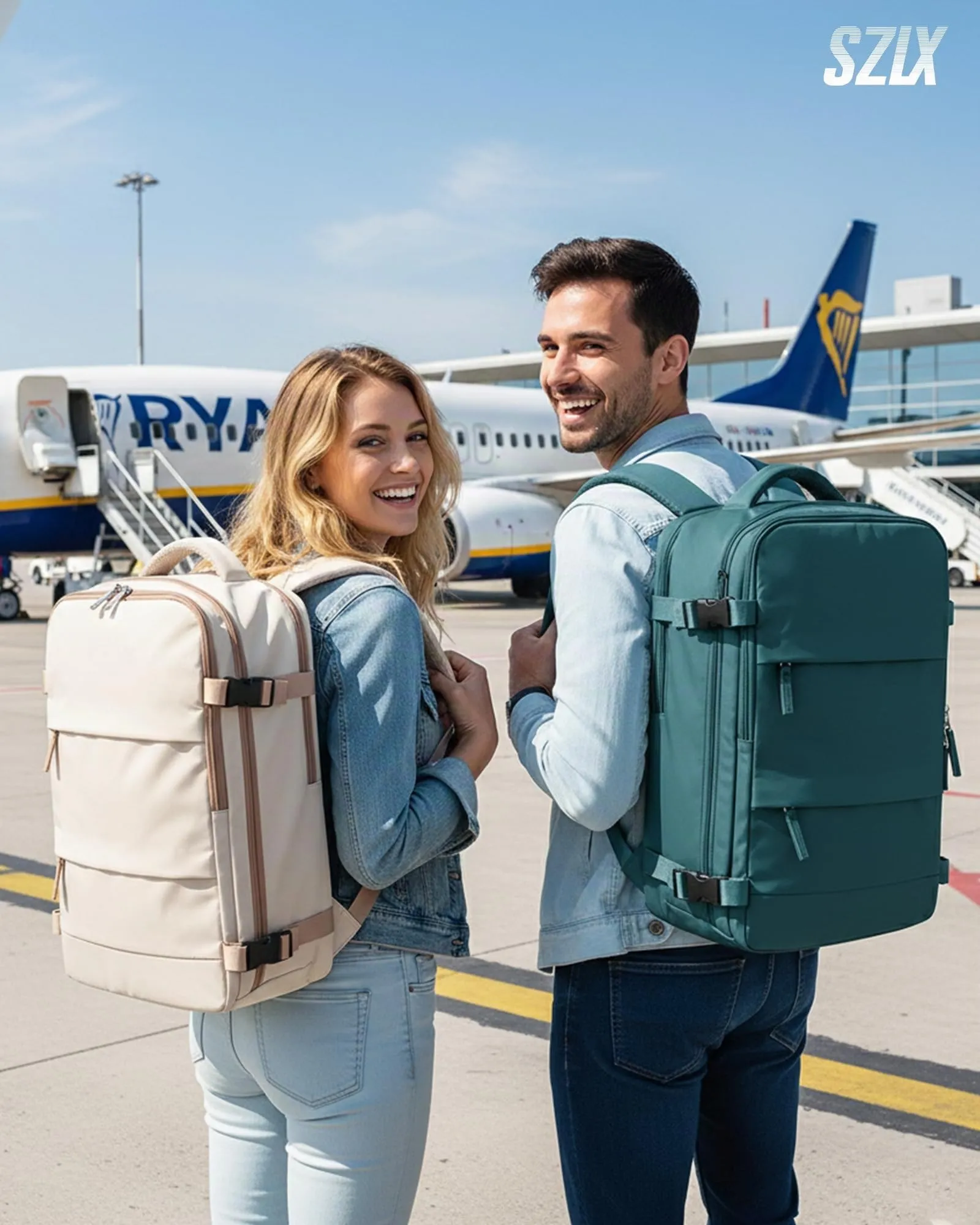 SZLX Zaino da Viaggio Sottovuoto con Pompa per Ryanair 40x30x20, Wizzair, Easyjet, scomparto Laptop 14 Pollici e Porta Scarpe - immagine 2