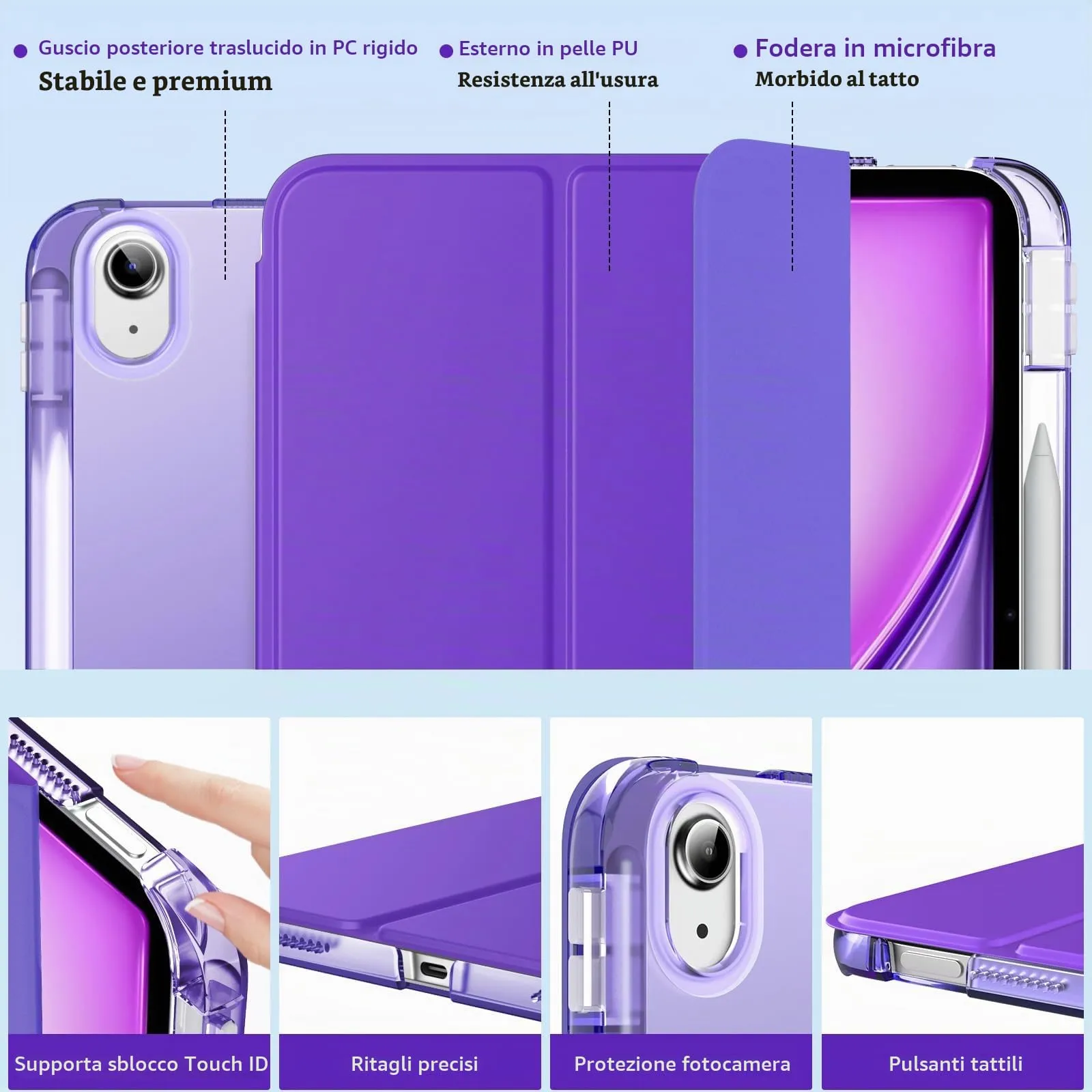 MoKo Cover per iPad Air 11 Pollici (M4/M3/M2) 2024-2026 con Portapenna - immagine 3