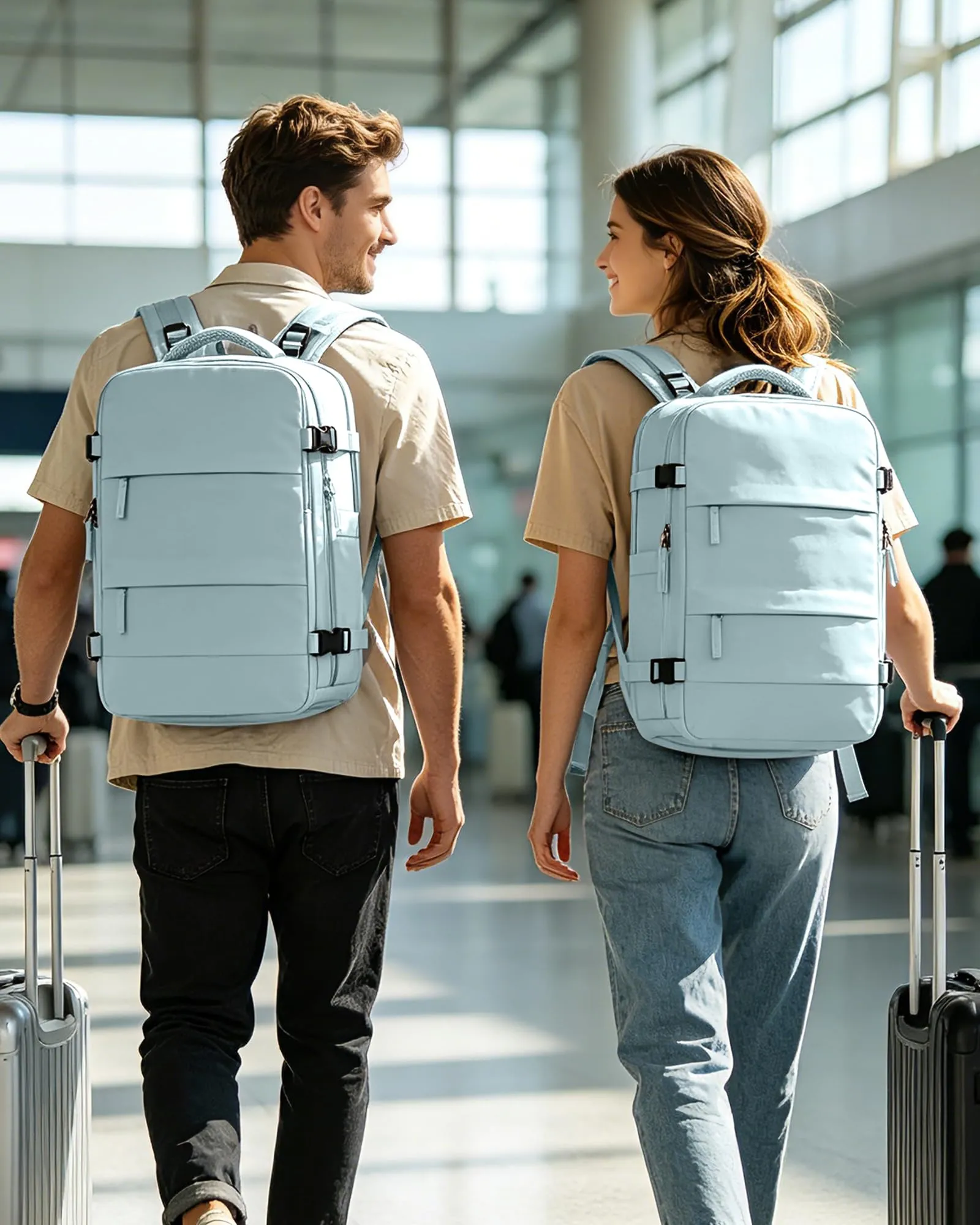 BJLFS Zaino da Viaggio Sottovuoto con Pompa, Bagaglio a Mano 40x30x20 cm per Ryanair e Wizzair, Impermeabile - immagine 2