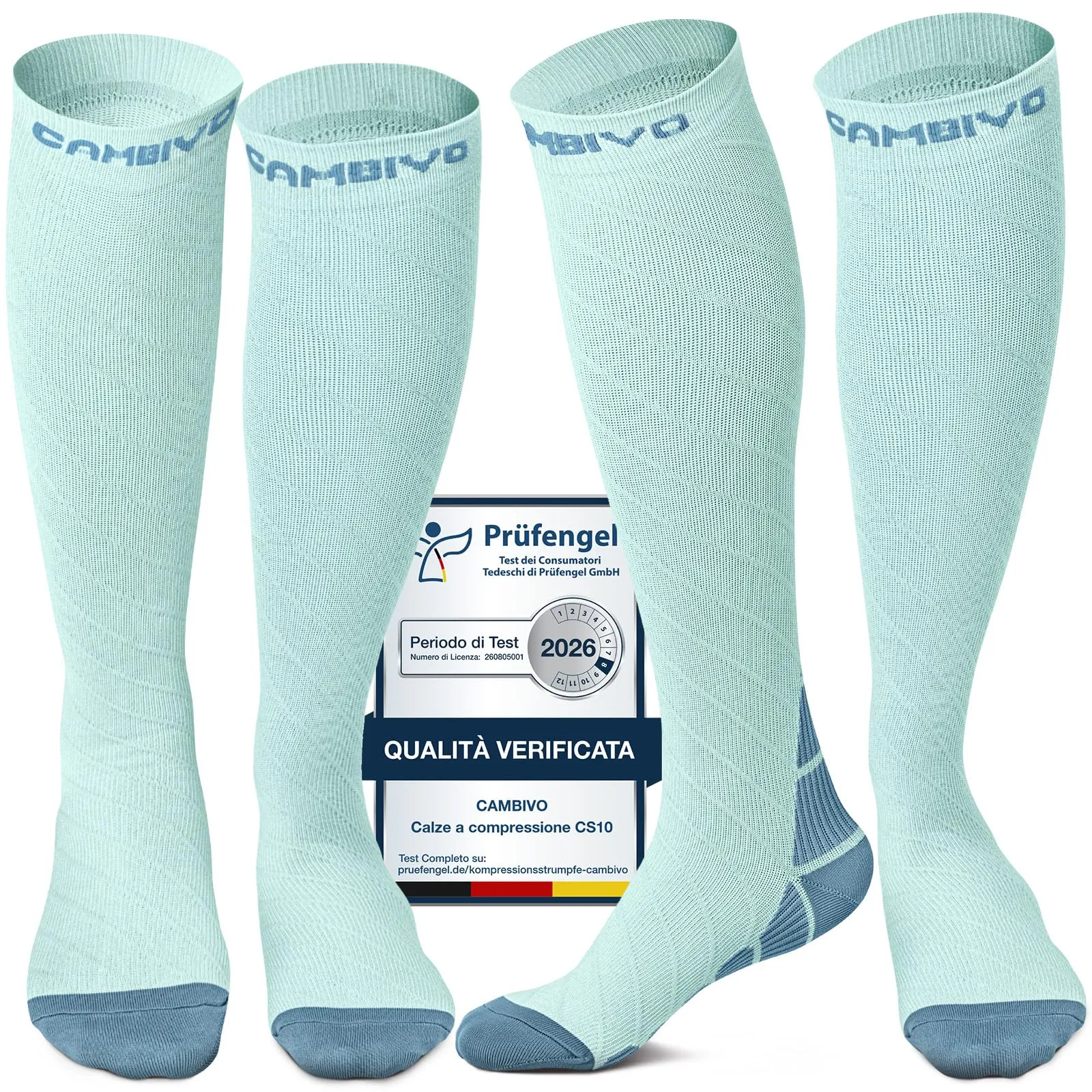 Cambivo Calze a Compressione Graduata 20-30mmHg per Donna e Uomo, 2 Paia - immagine 1