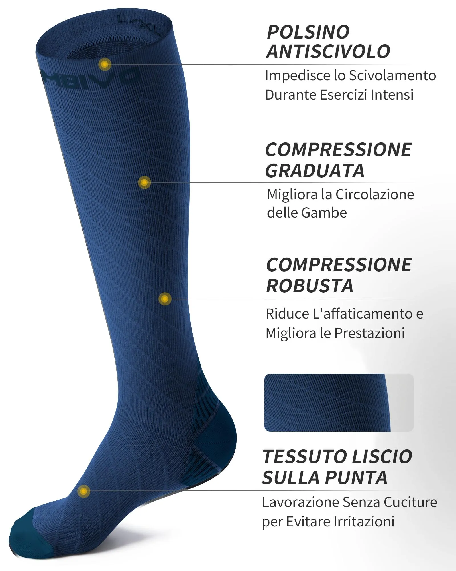 CAMBIVO Calze a Compressione Graduata 20-30mmHg, 2 Paia, Donna e Uomo - immagine 3
