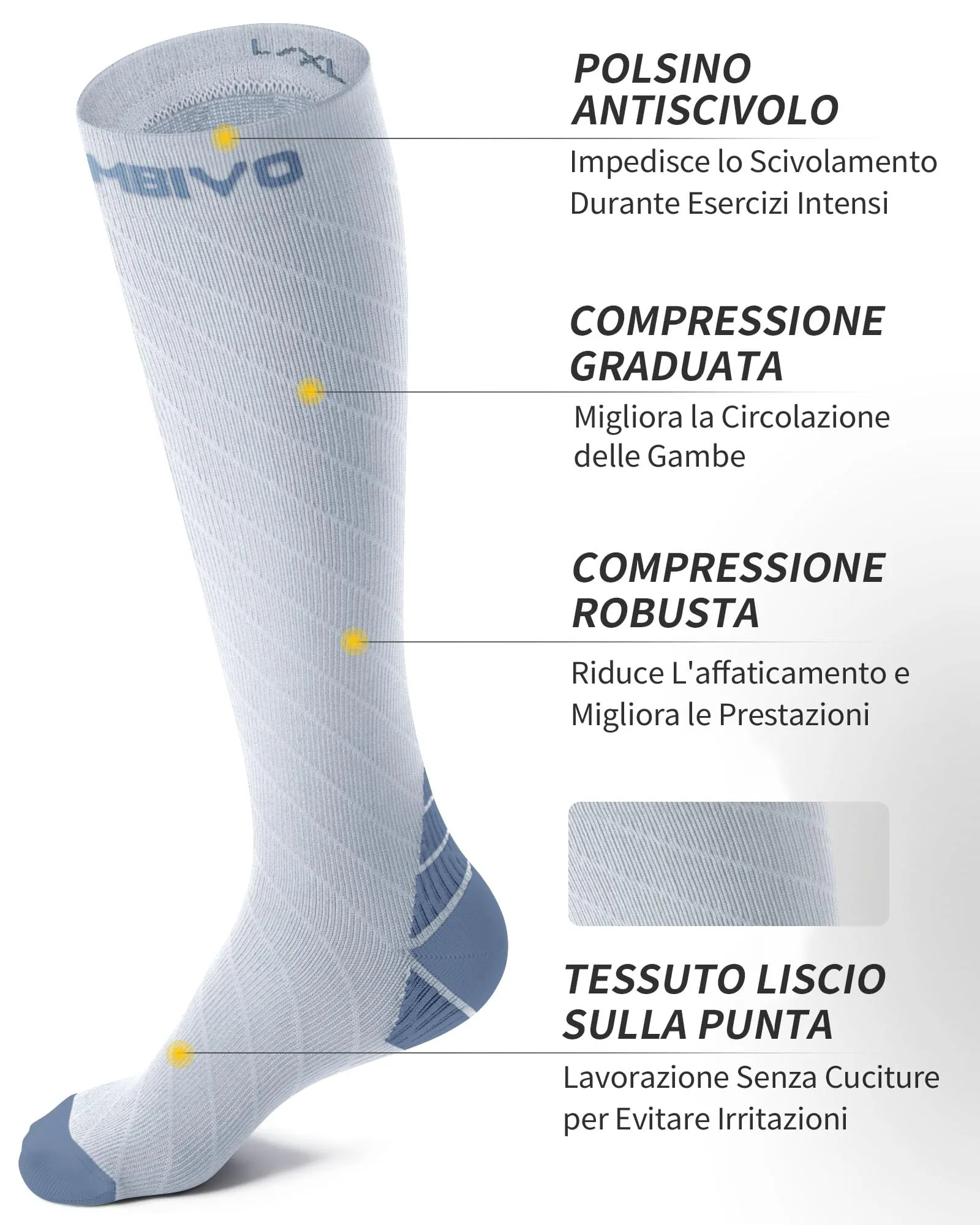 Cambivo Calze a Compressione Graduata 20-30mmHg per Donna e Uomo, 2 Paia - immagine 3