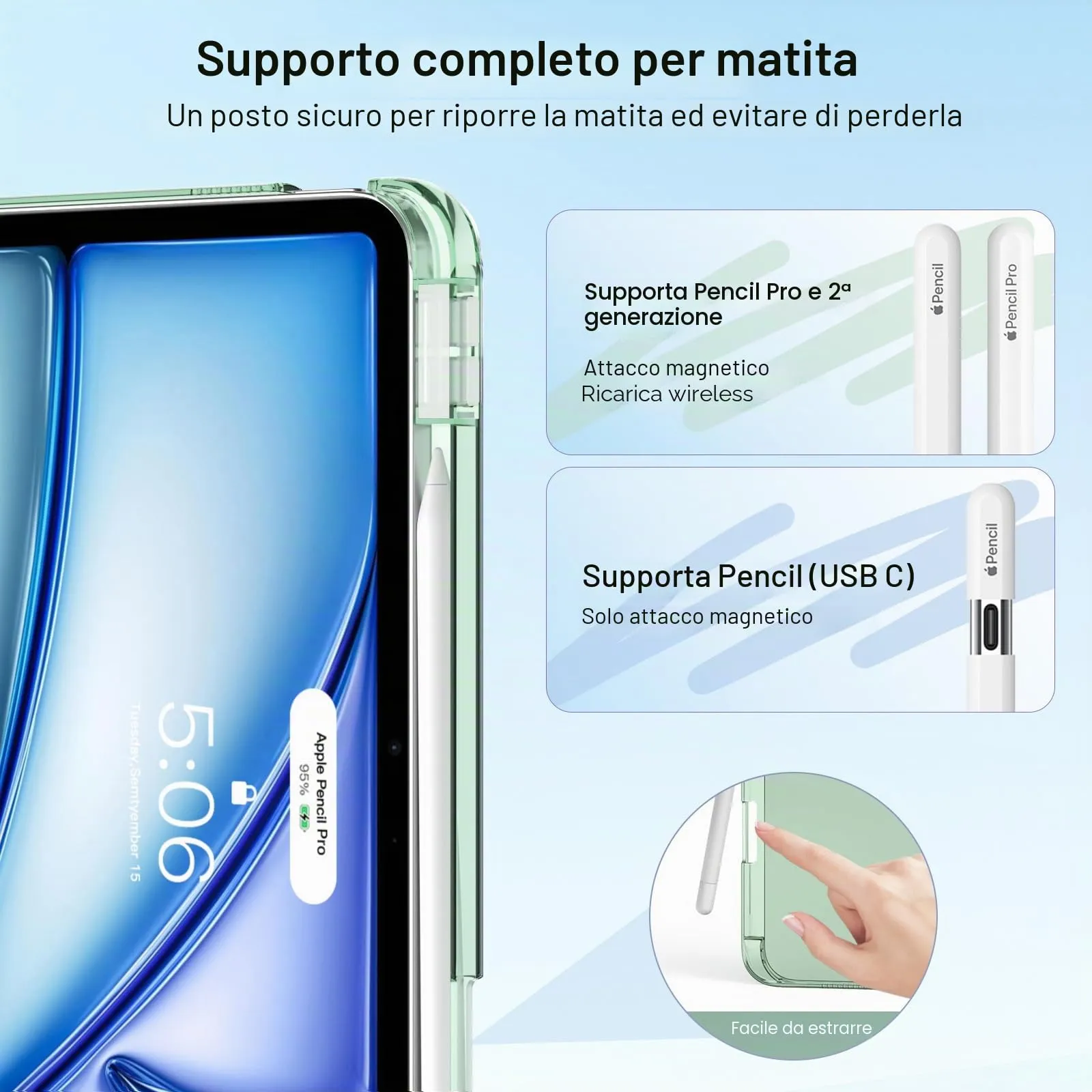 MoKo Cover per iPad Air 11 Pollici (M4/M3/M2) 2026/2025/2024 con Portapenna - immagine 6