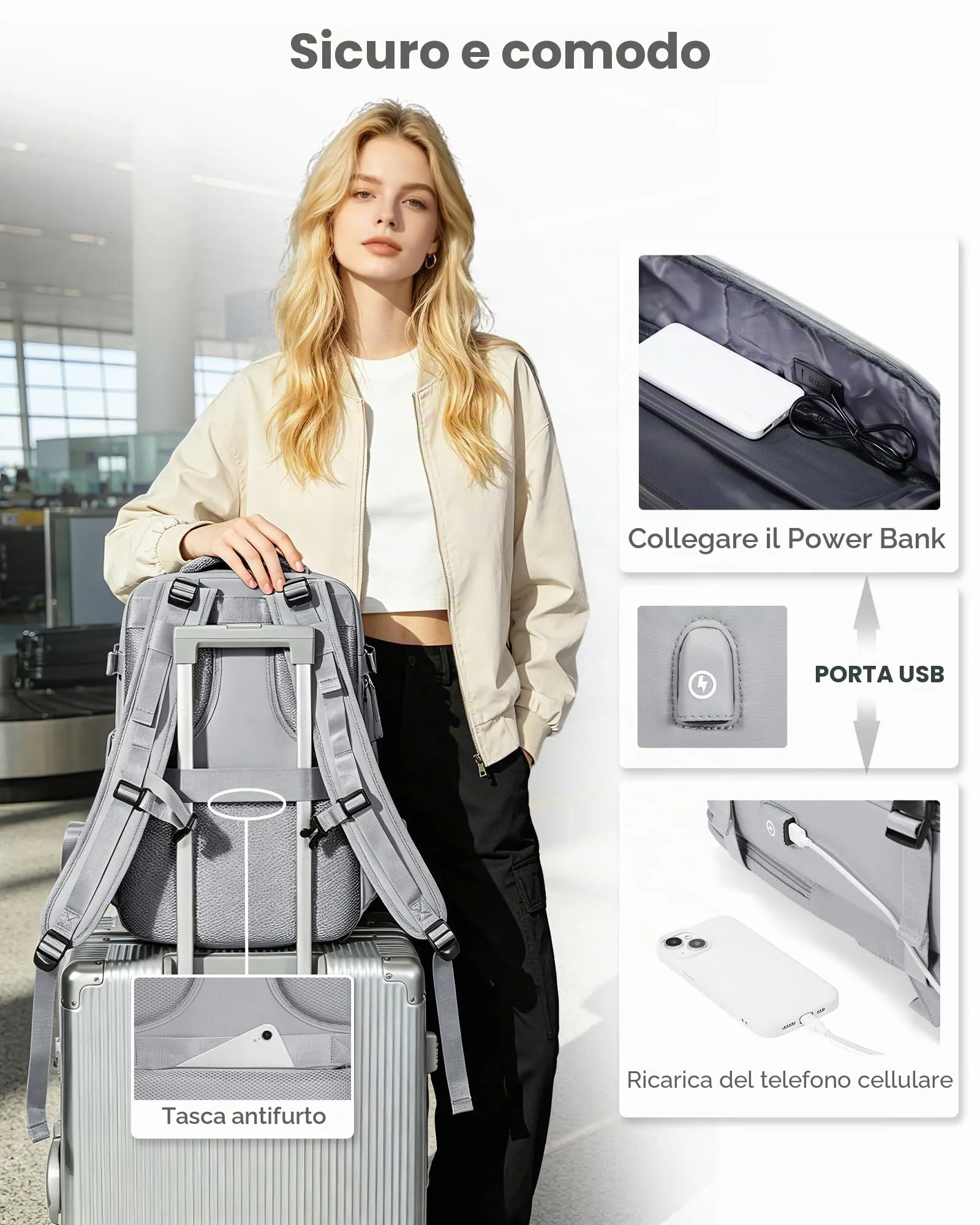 BJLFS Zaino da Viaggio Ryanair 40x30x20 Sottovuoto con Pompa - immagine 6