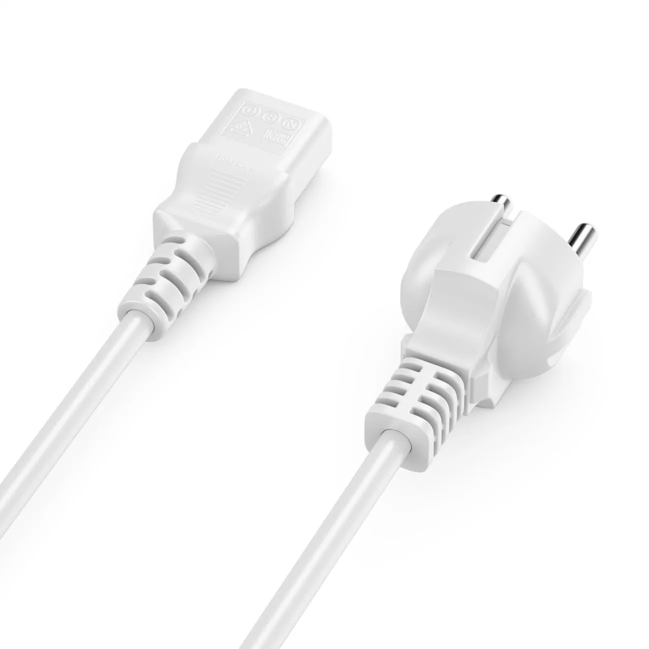 deleyCON Cavo Alimentazione 4m Spina Tipo F a Presa C13 - Bianco - immagine 2
