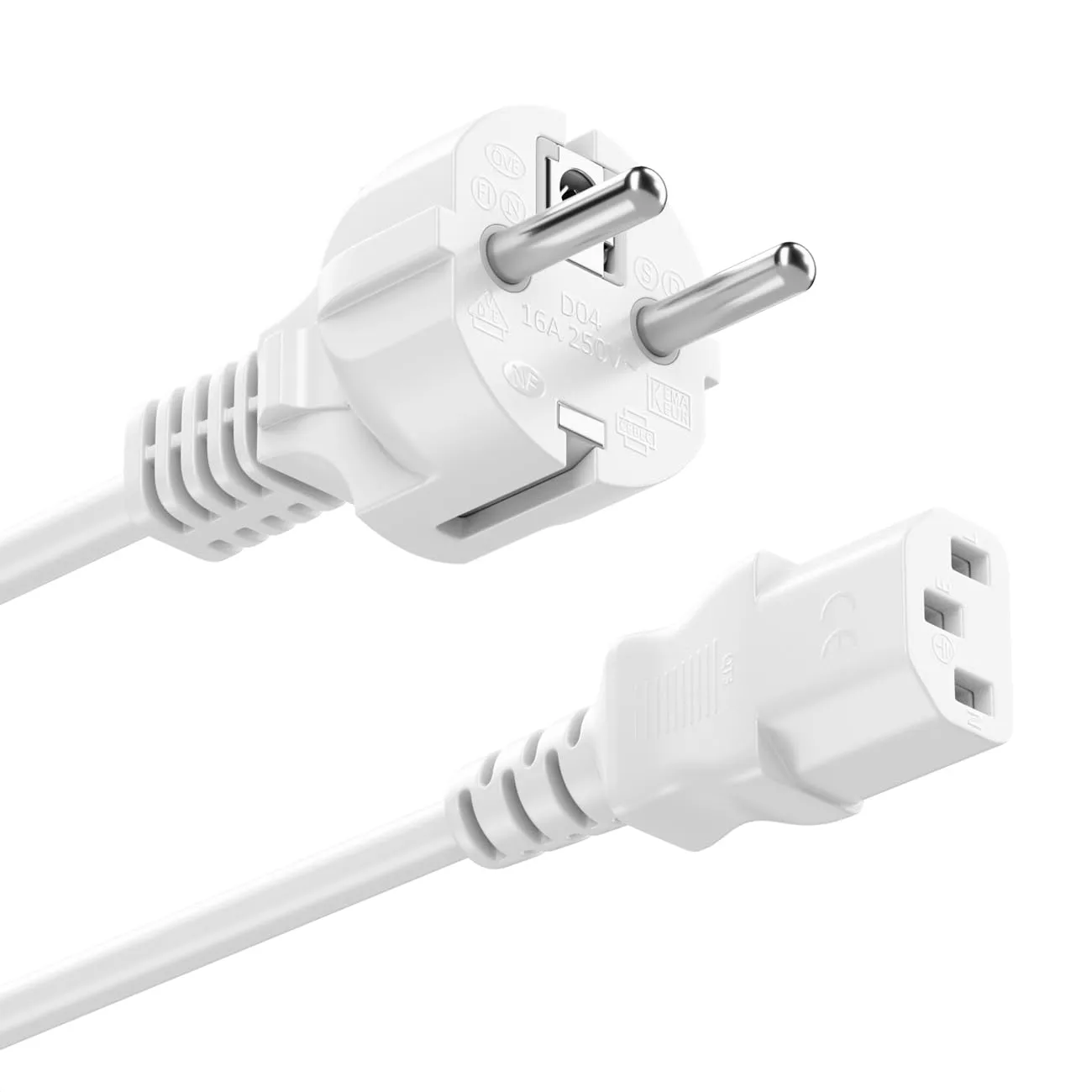 deleyCON Cavo Alimentazione 4m Spina Tipo F a Presa C13 - Bianco - immagine 3
