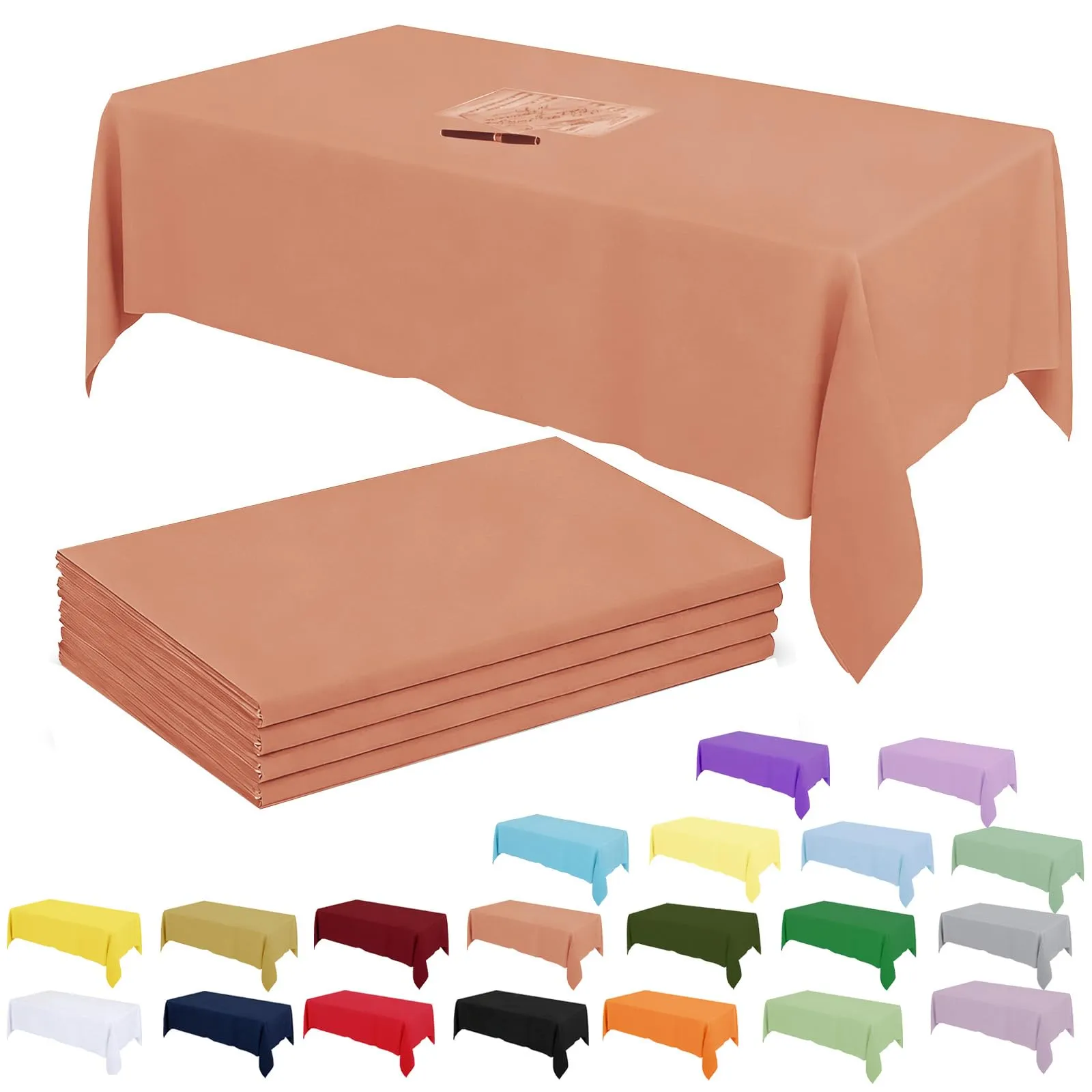 YAAVAAW Tovaglie in Plastica Oro Rosa per Tavoli Rettangolari, 137 x 274 cm, Usa e Getta, Confezione da 4 pezzi - immagine 1