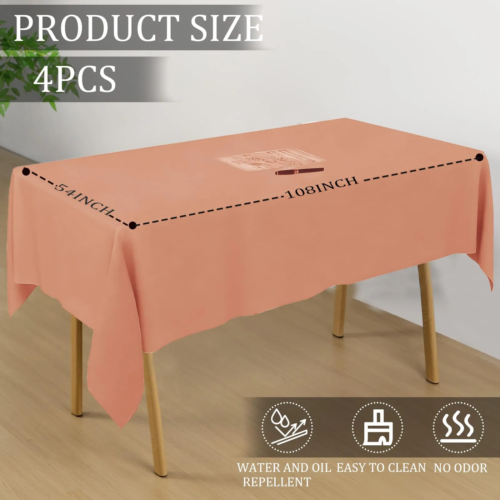 YAAVAAW Tovaglie in Plastica Oro Rosa per Tavoli Rettangolari, 137 x 274 cm, Usa e Getta, Confezione da 4 pezzi - immagine 2