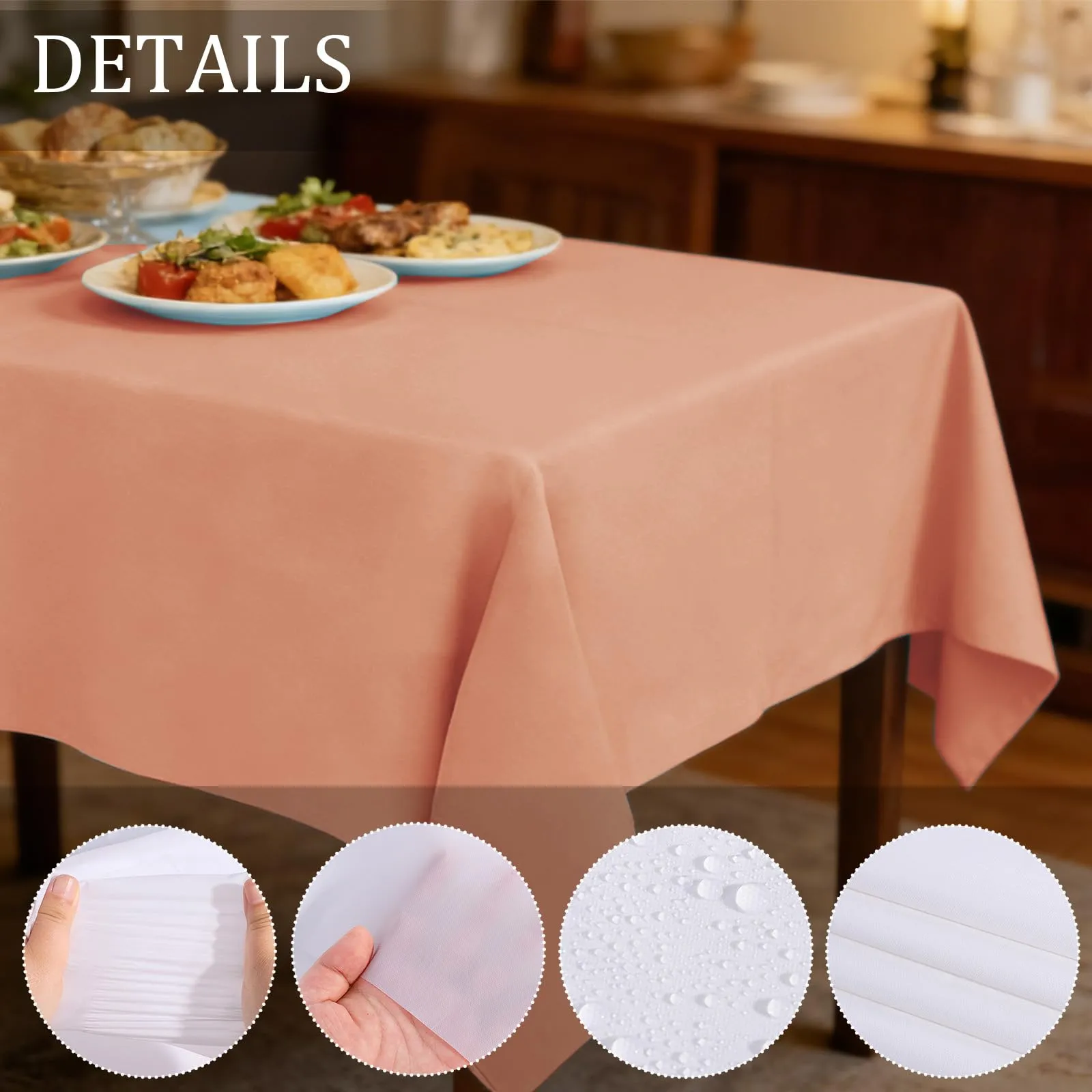YAAVAAW Tovaglie in Plastica Oro Rosa per Tavoli Rettangolari, 137 x 274 cm, Usa e Getta, Confezione da 4 pezzi - immagine 3