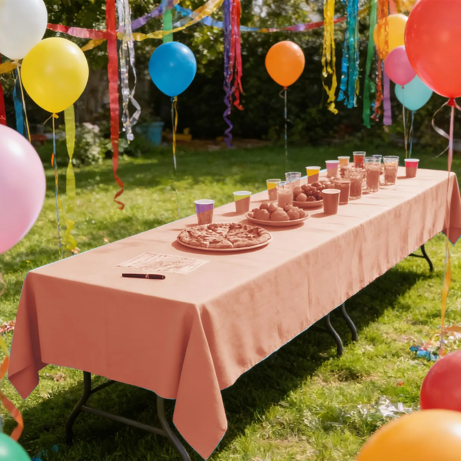 YAAVAAW Tovaglie in Plastica Oro Rosa per Tavoli Rettangolari, 137 x 274 cm, Usa e Getta, Confezione da 4 pezzi - immagine 6