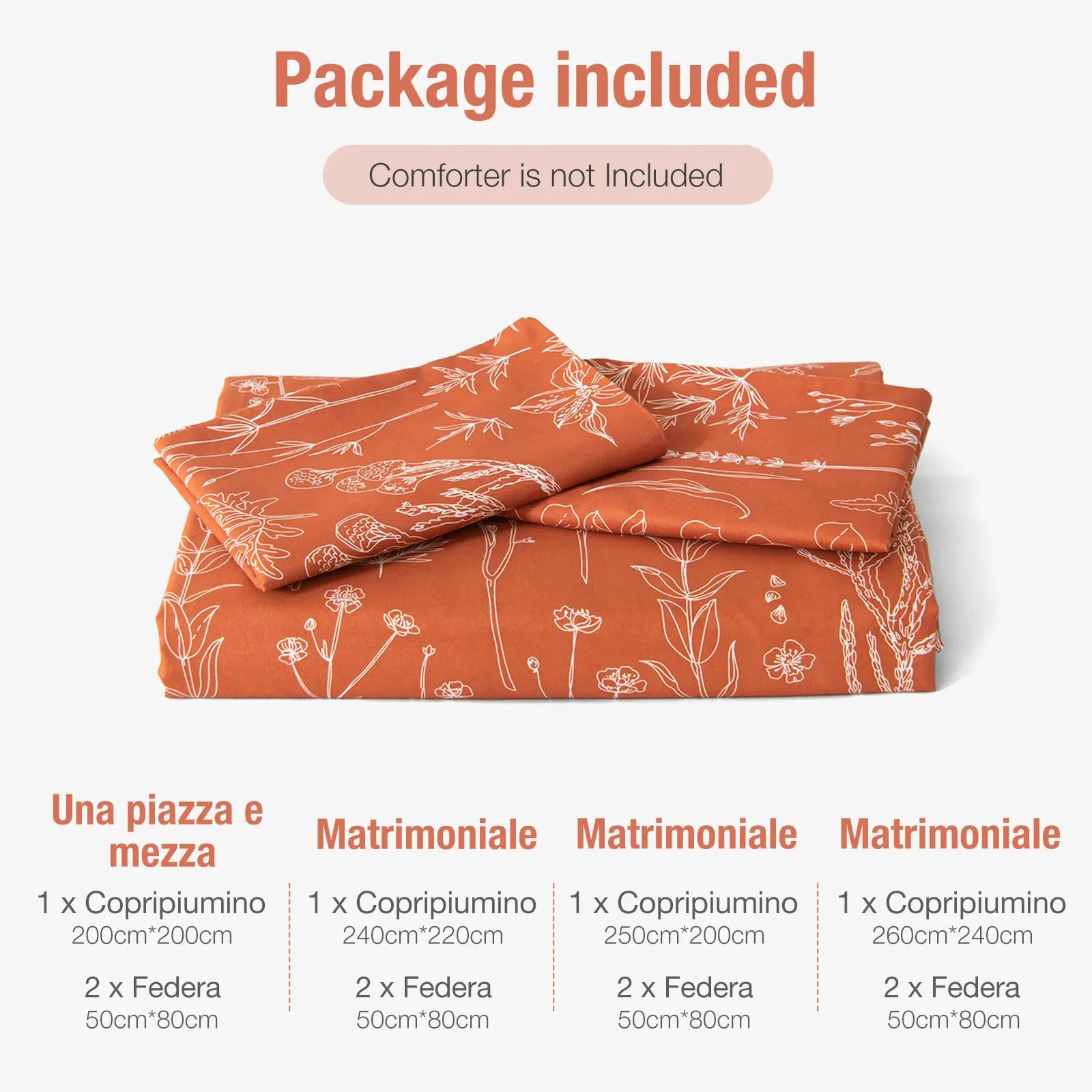 Tokokimo Set Copripiumino Matrimoniale 240x220 cm con 2 Federe 50x80 cm, Microfibra, Stile Rami e Foglie, Salvia Rossa - immagine 7