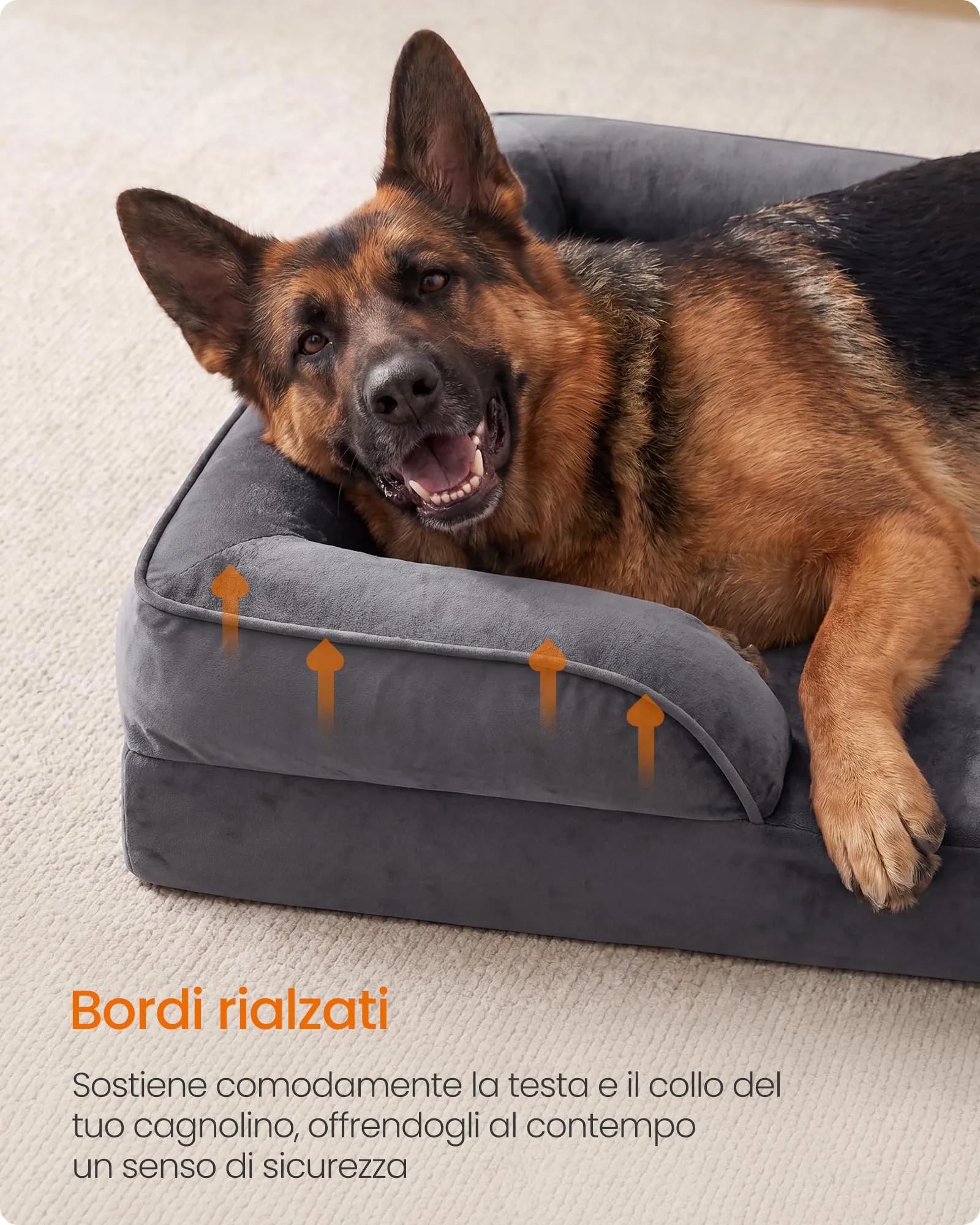 Feandrea Cuccia Ortopedica per Cani in Flanella, 122 x 85 x 17 cm - immagine 4