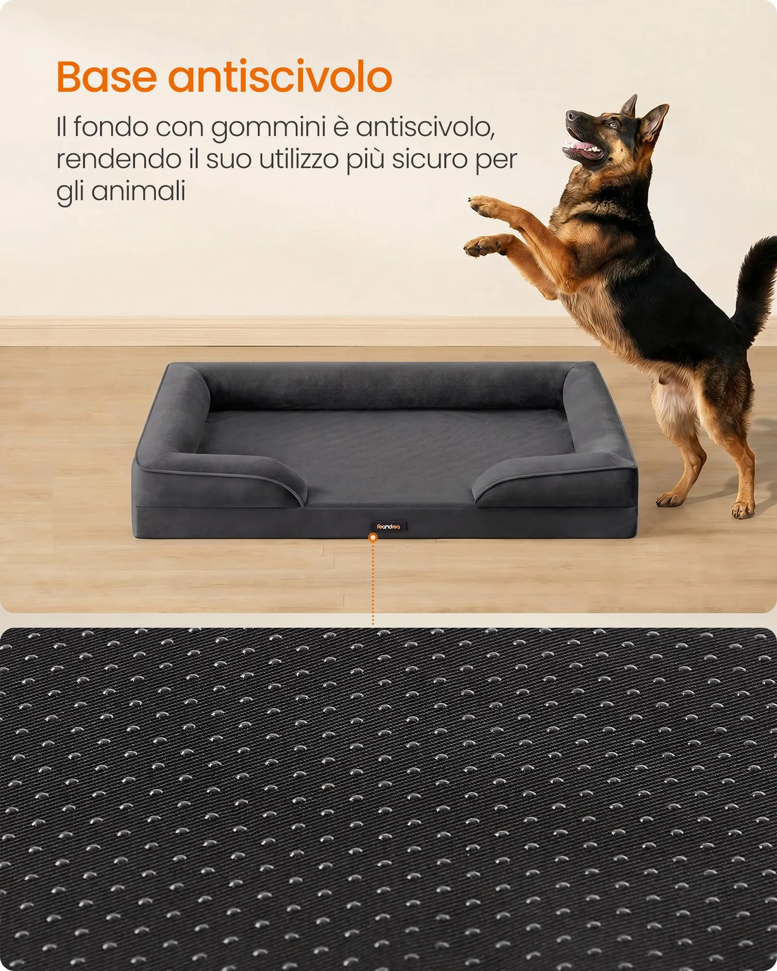 Feandrea Cuccia Ortopedica per Cani in Flanella, 122 x 85 x 17 cm - immagine 8