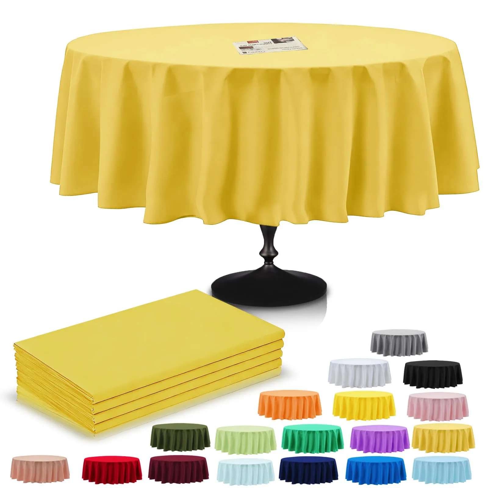 YAAVAAW Tovaglie in plastica dorata rotonde, 213 cm, usa e getta, confezione da 4 - immagine 1