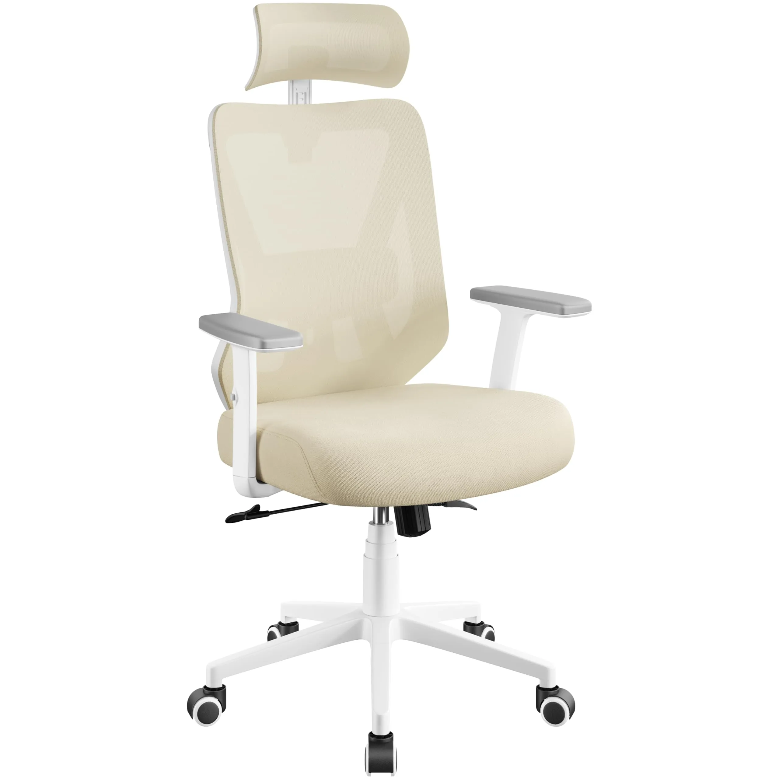 Yaheetech Sedia da Ufficio Ergonomica con Supporto Lombare, Beige - immagine 1