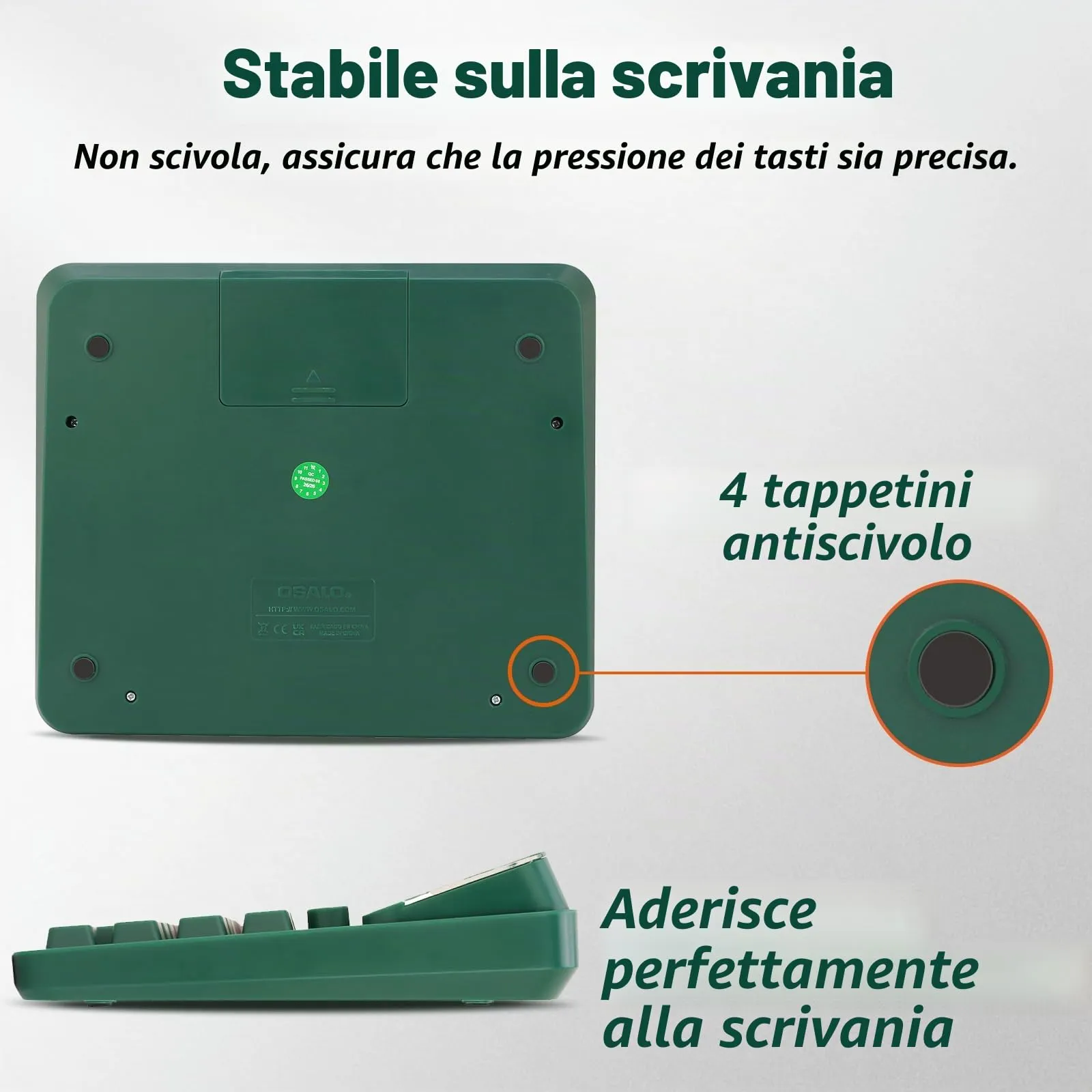 OSALO Calcolatrice 12 cifre con display e tasti grandi, solare (OS-6815 verde) - immagine 8